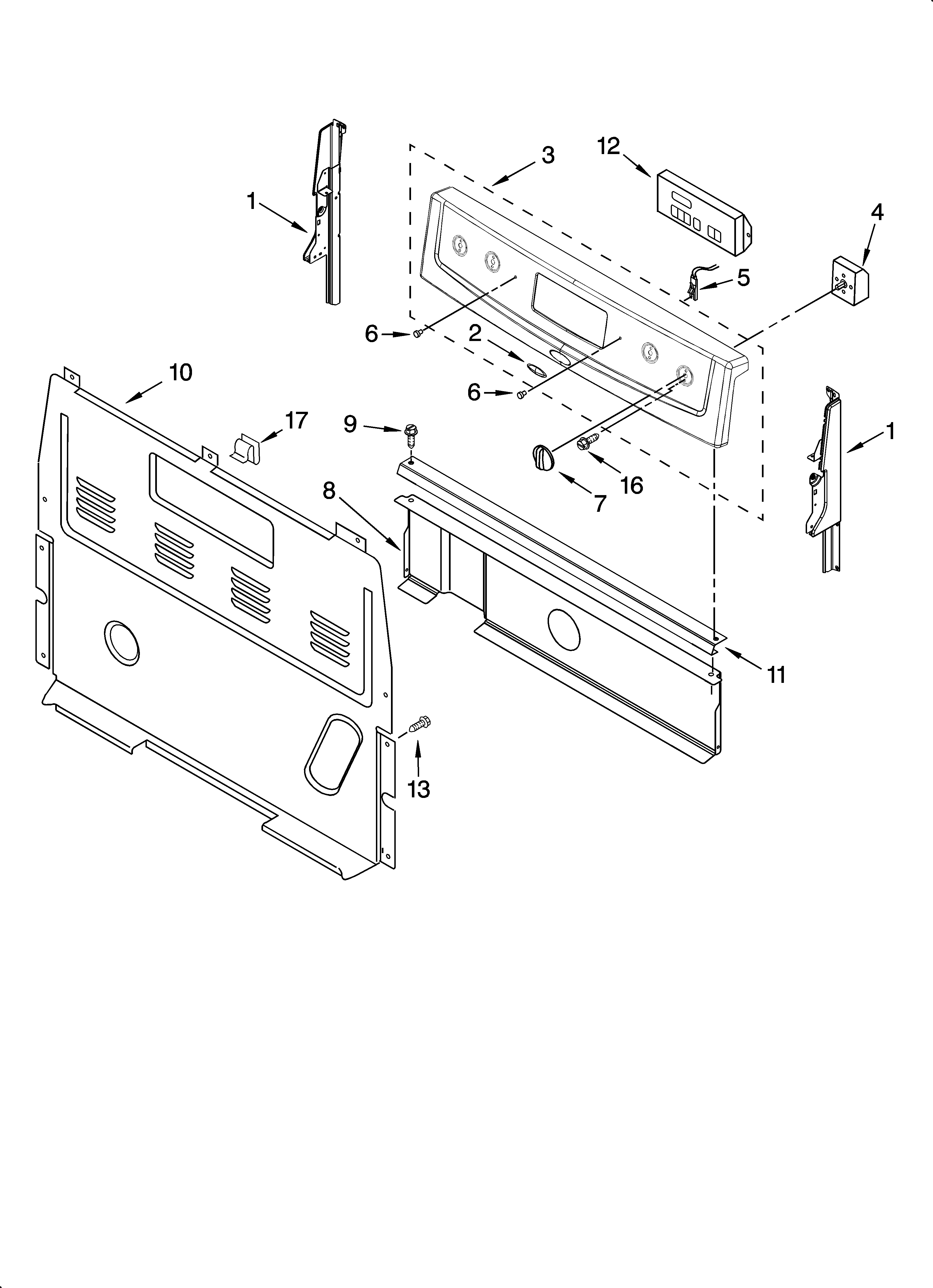 Whirlpool RF362LXSQ0 control panel parts diagram