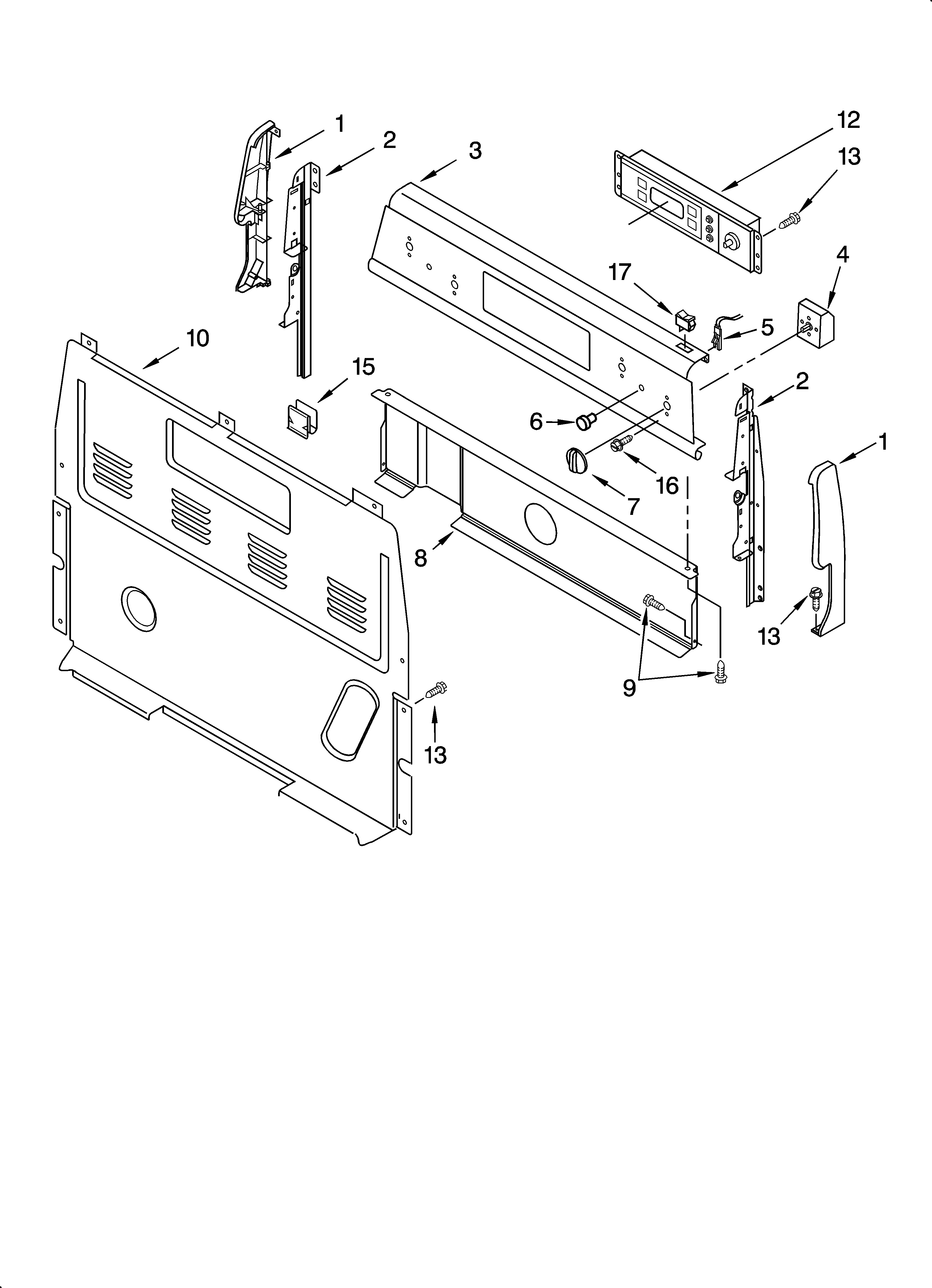 Whirlpool RF364PXPB3 control panel parts diagram