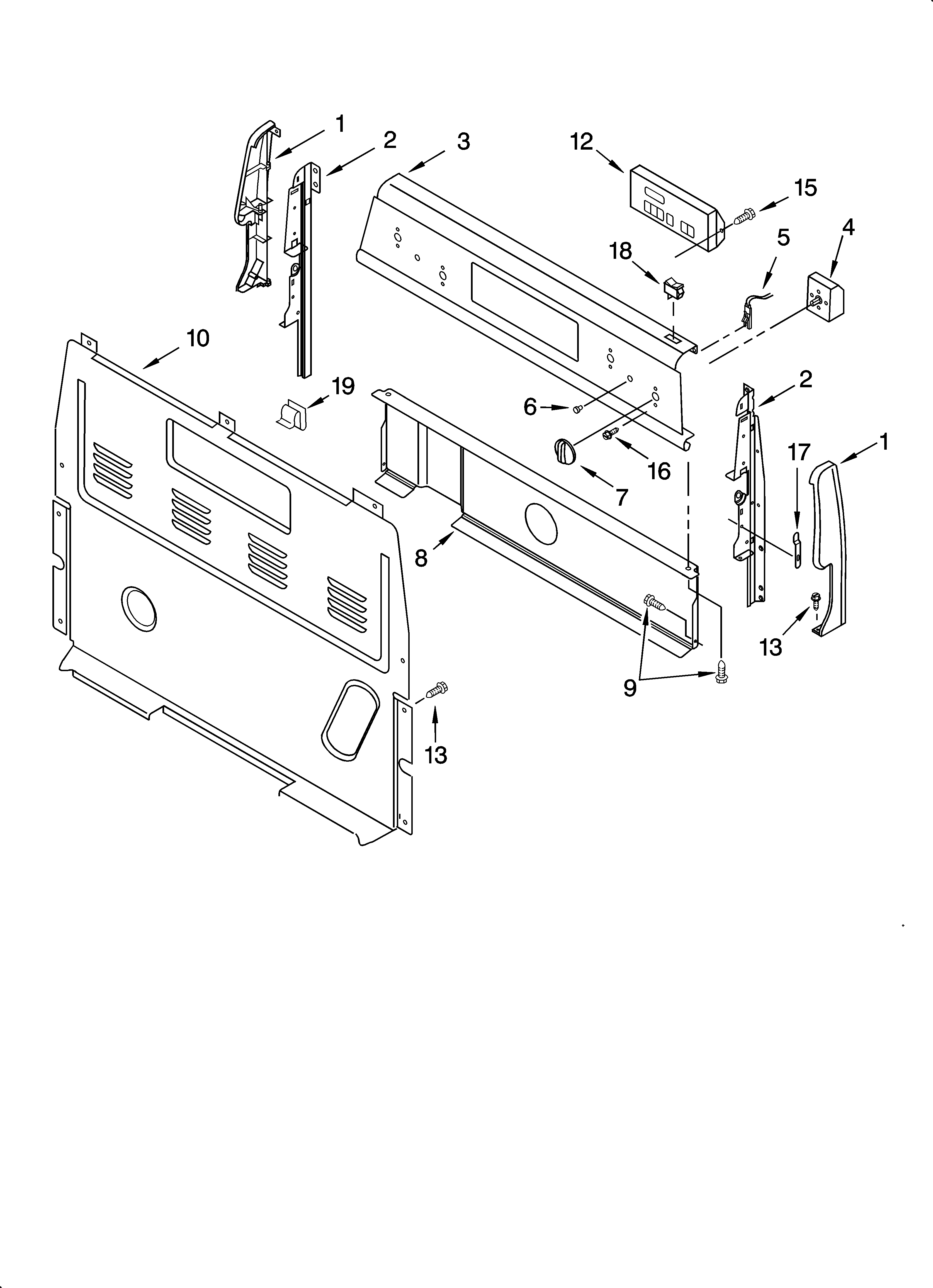 Whirlpool RF365PXMQ3 control panel parts diagram