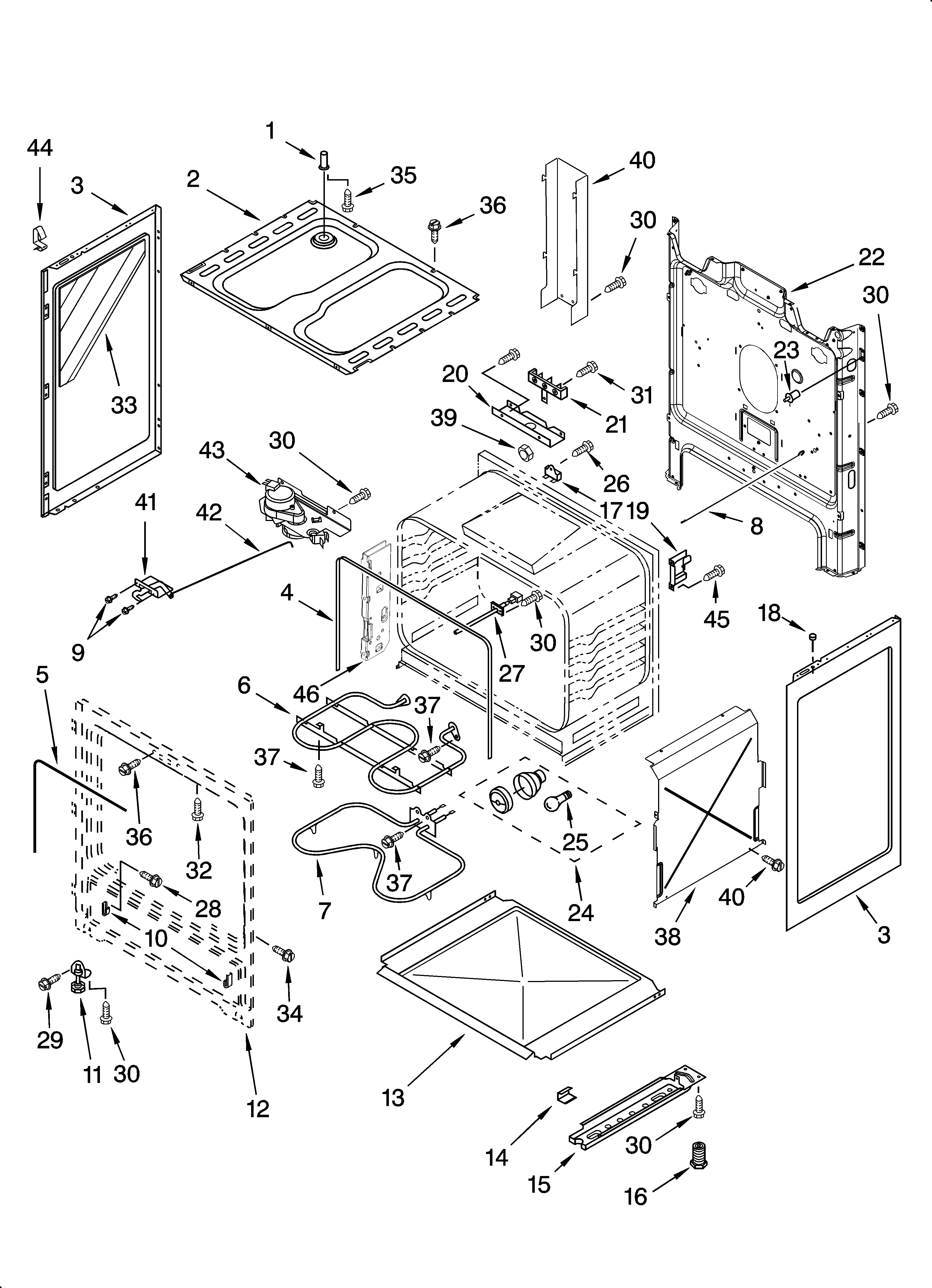 Whirlpool RF365PXMQ3 chassis parts diagram
