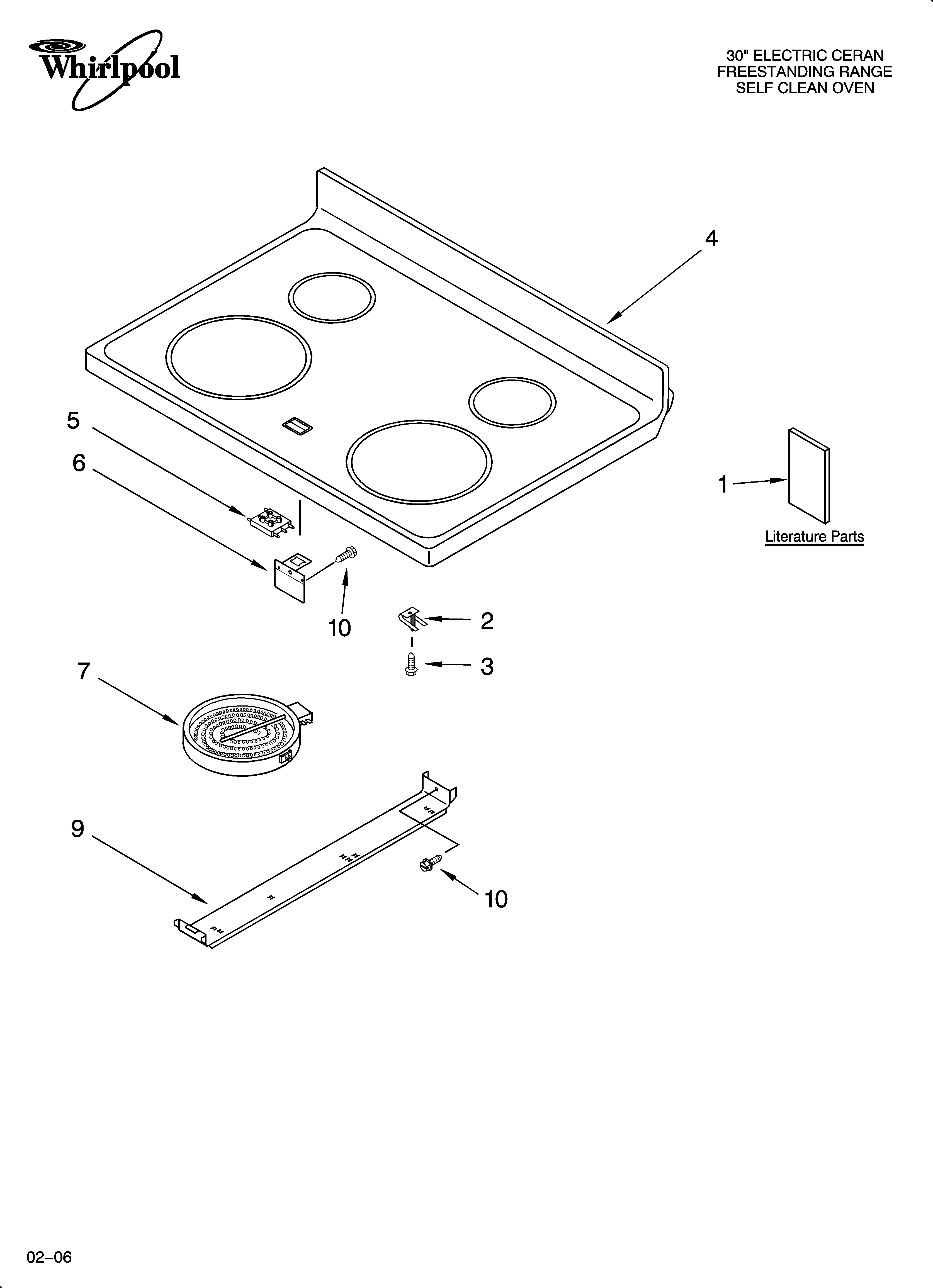 Whirlpool RF370LXPT3 cooktop parts diagram