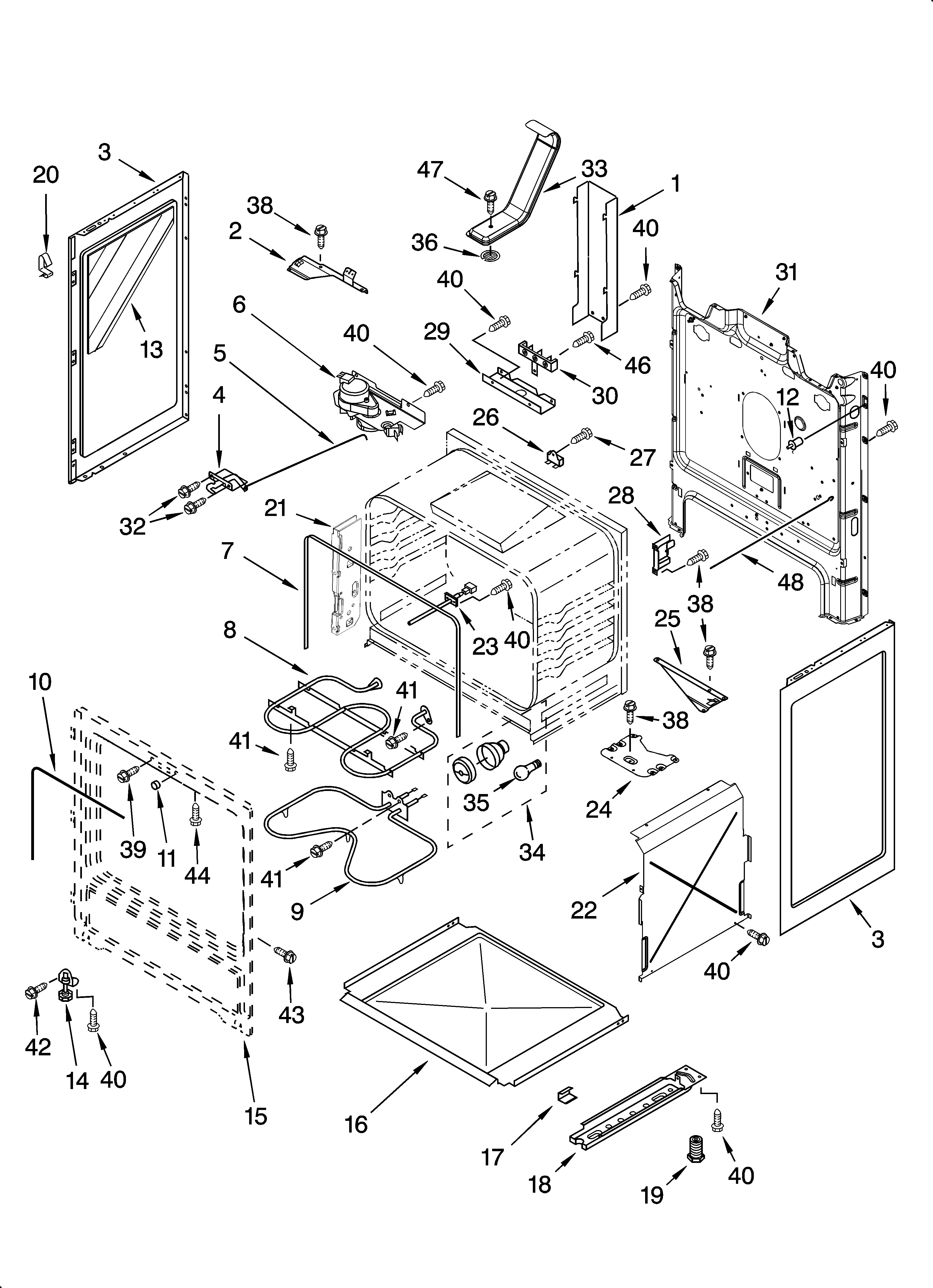 Whirlpool RF370LXPT3 chassis parts diagram