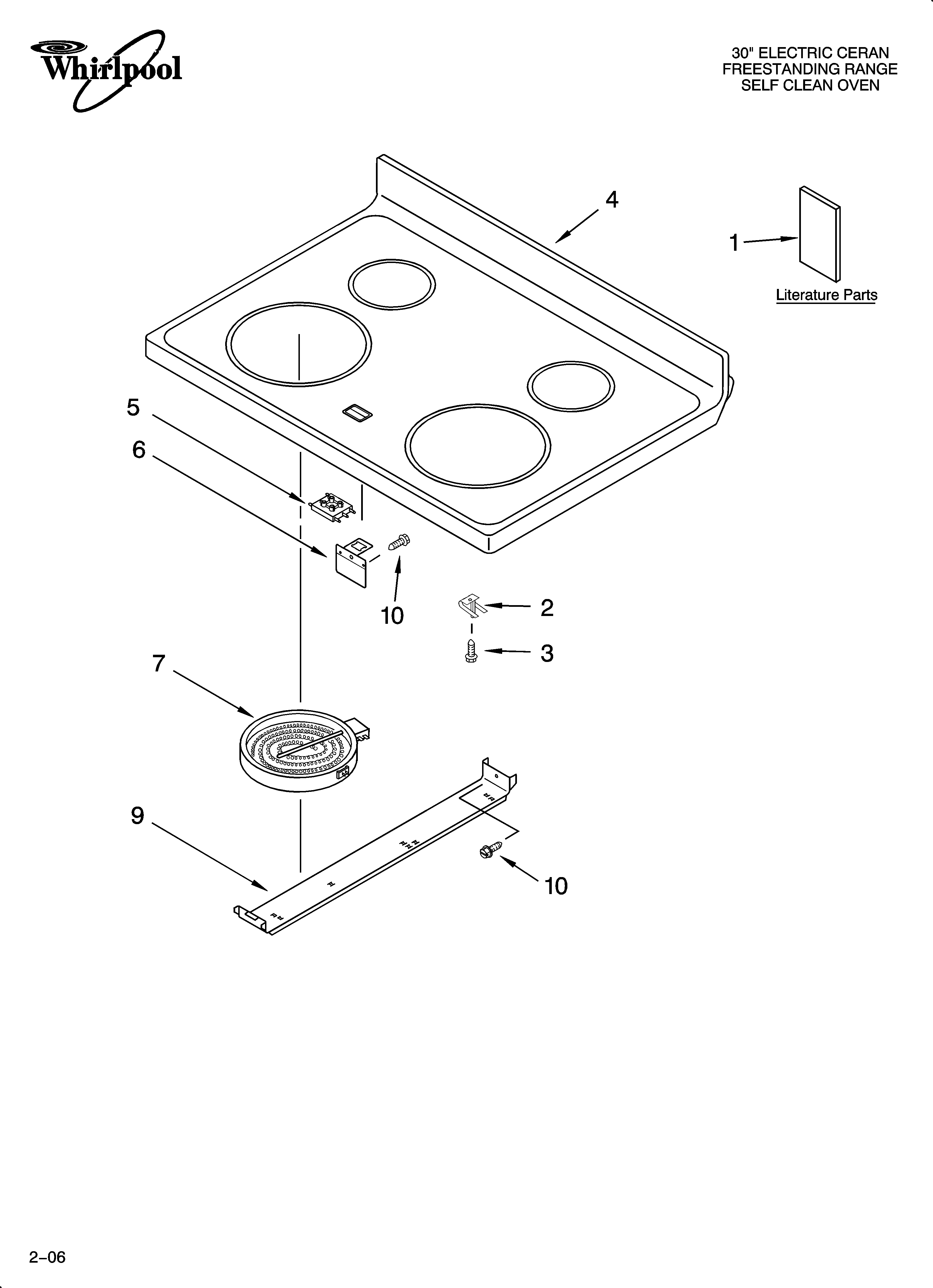 Whirlpool RF378LXPB3 cooktop parts diagram