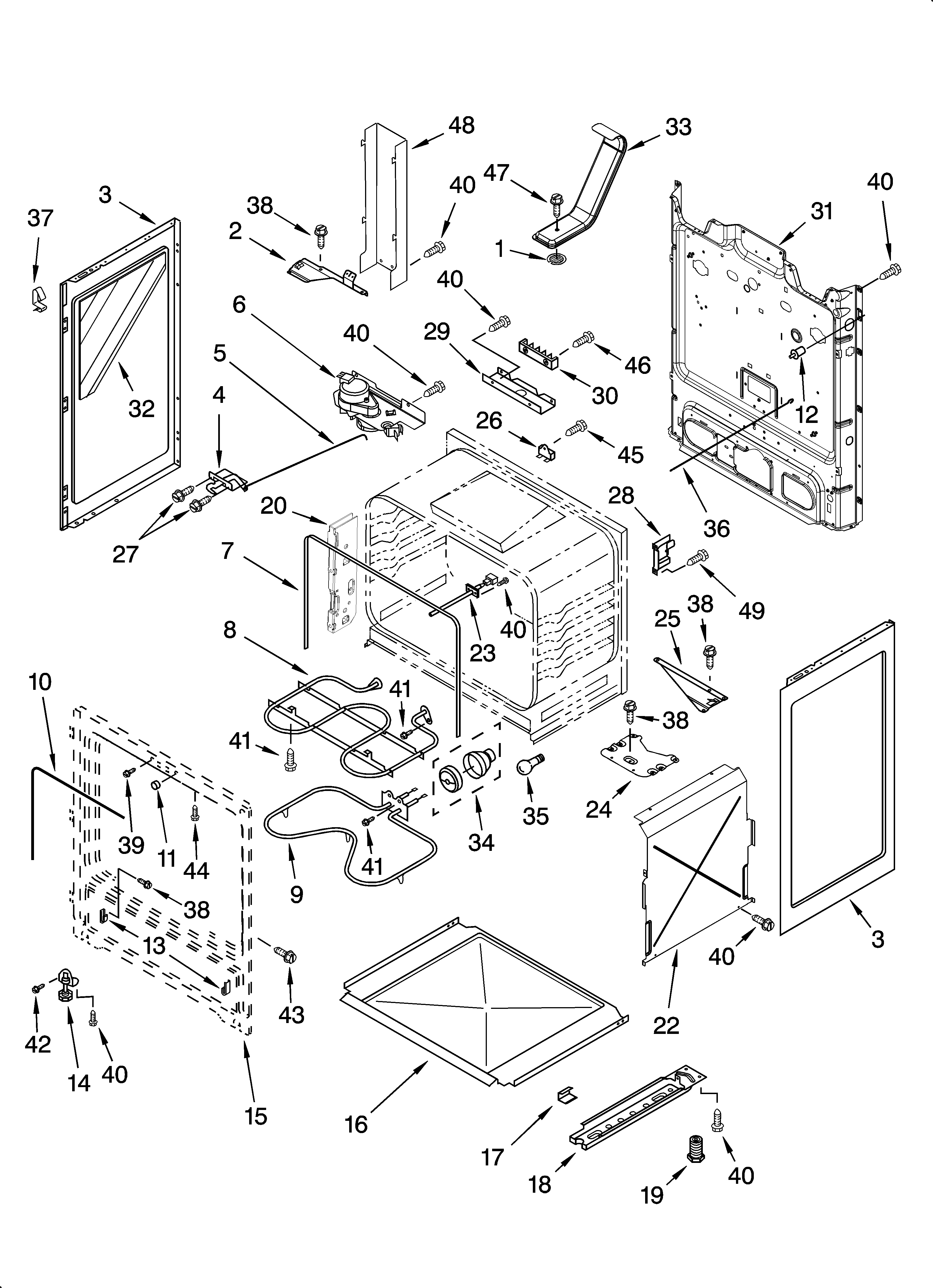 Whirlpool RF378LXPB3 chassis parts diagram