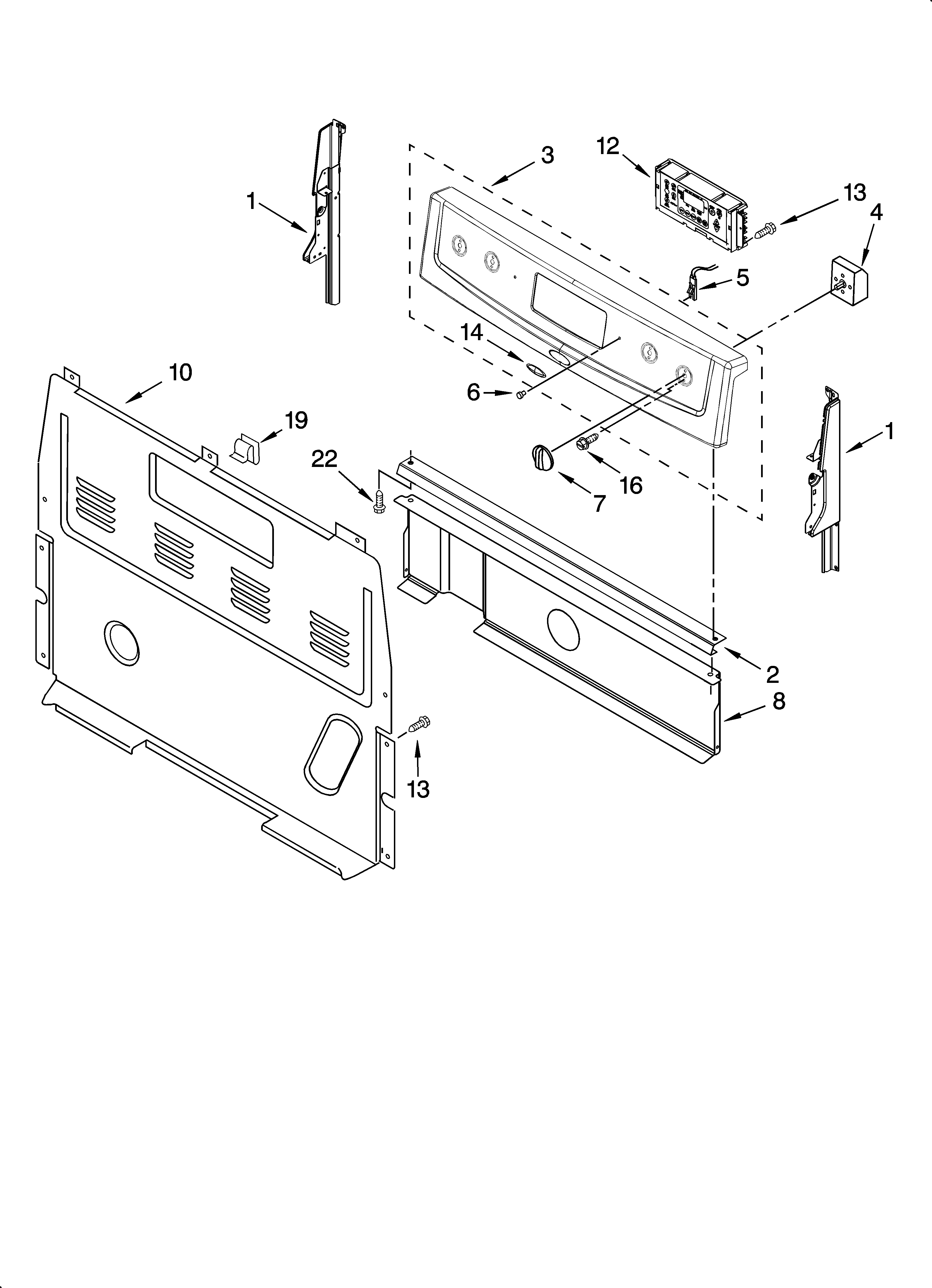 Whirlpool RF462LXSQ0 control panel parts diagram
