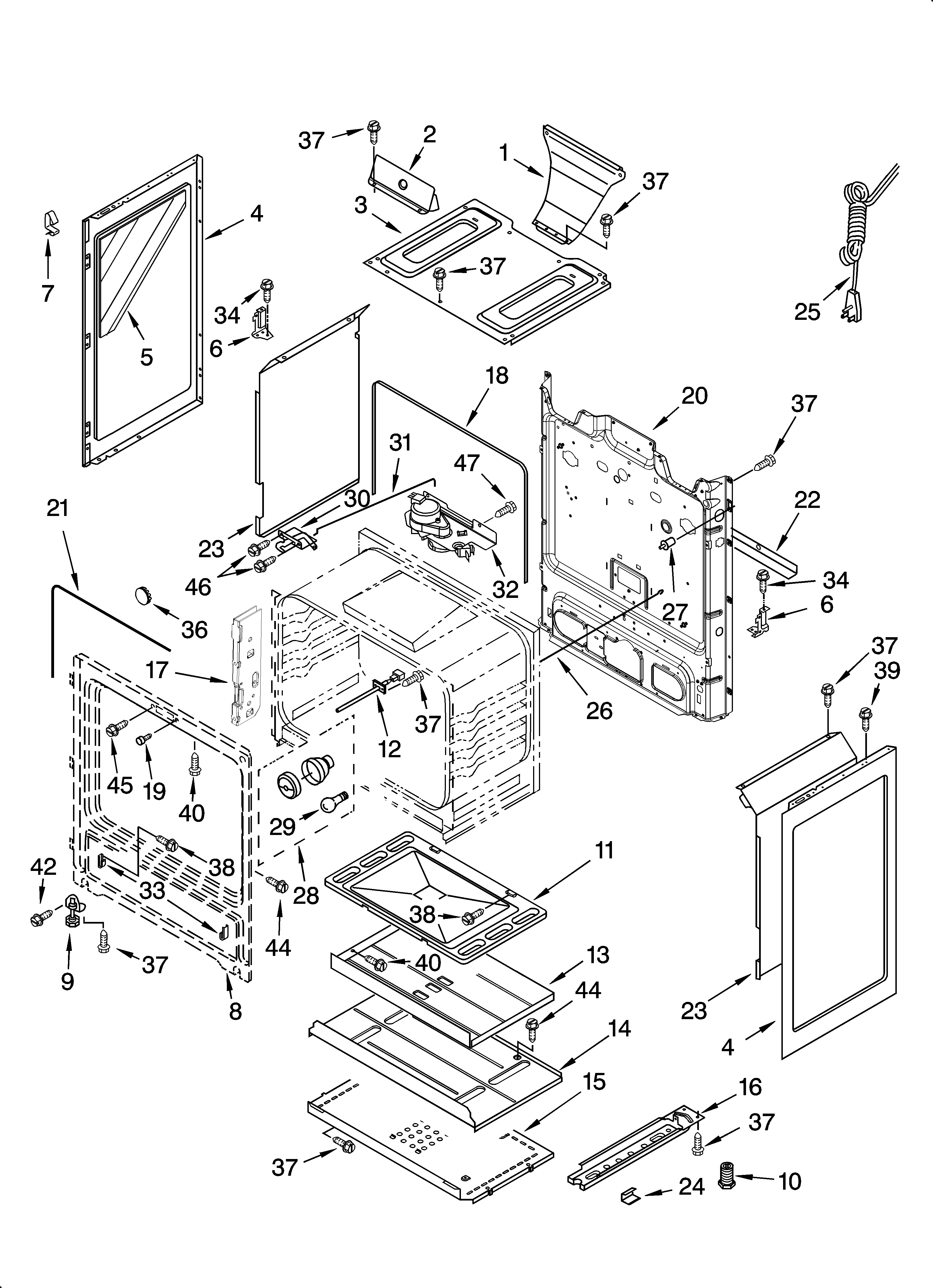 Whirlpool SF380LEPQ3 chassis parts diagram