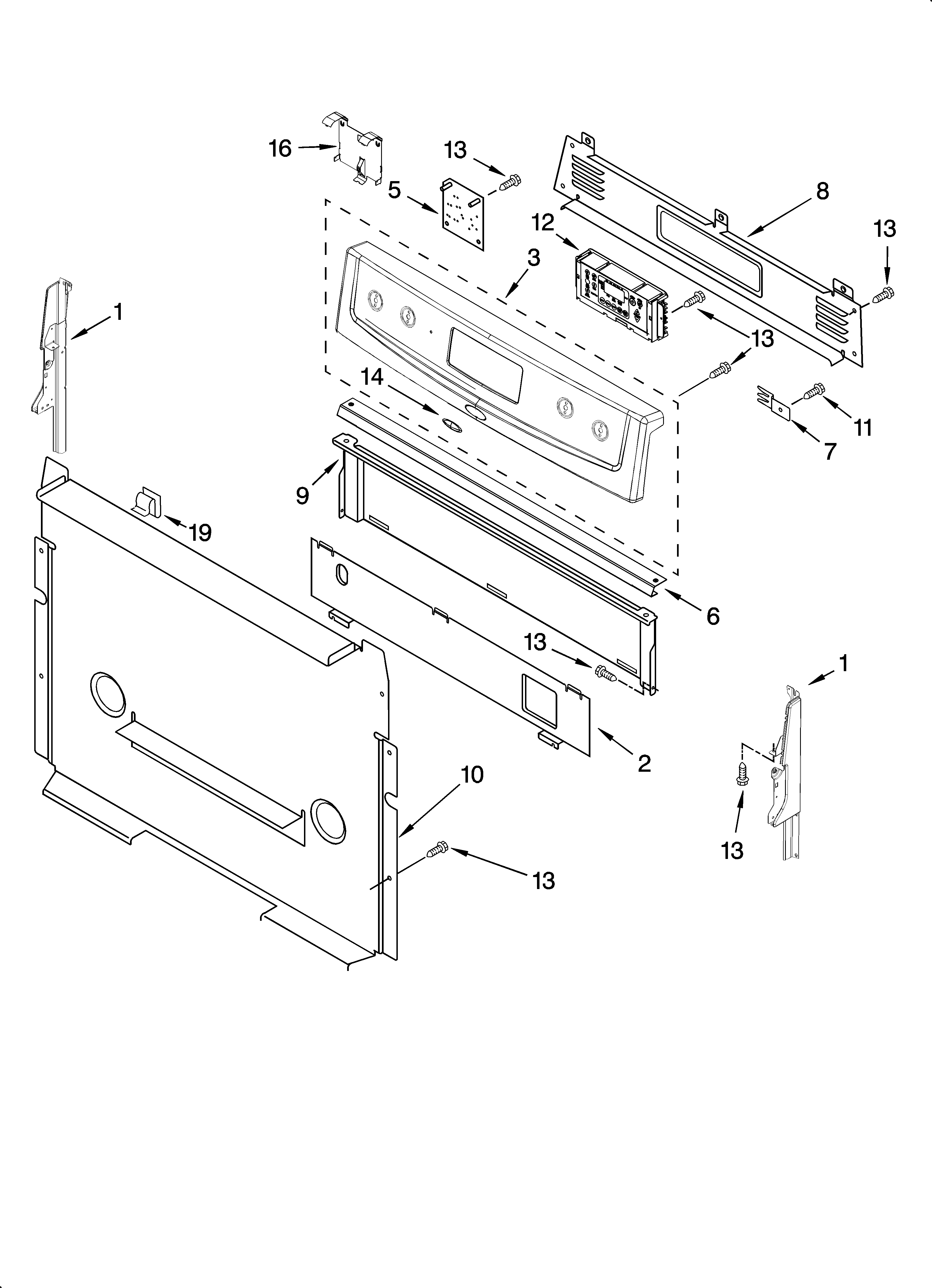 Whirlpool SF462LXSS0 control panel parts diagram