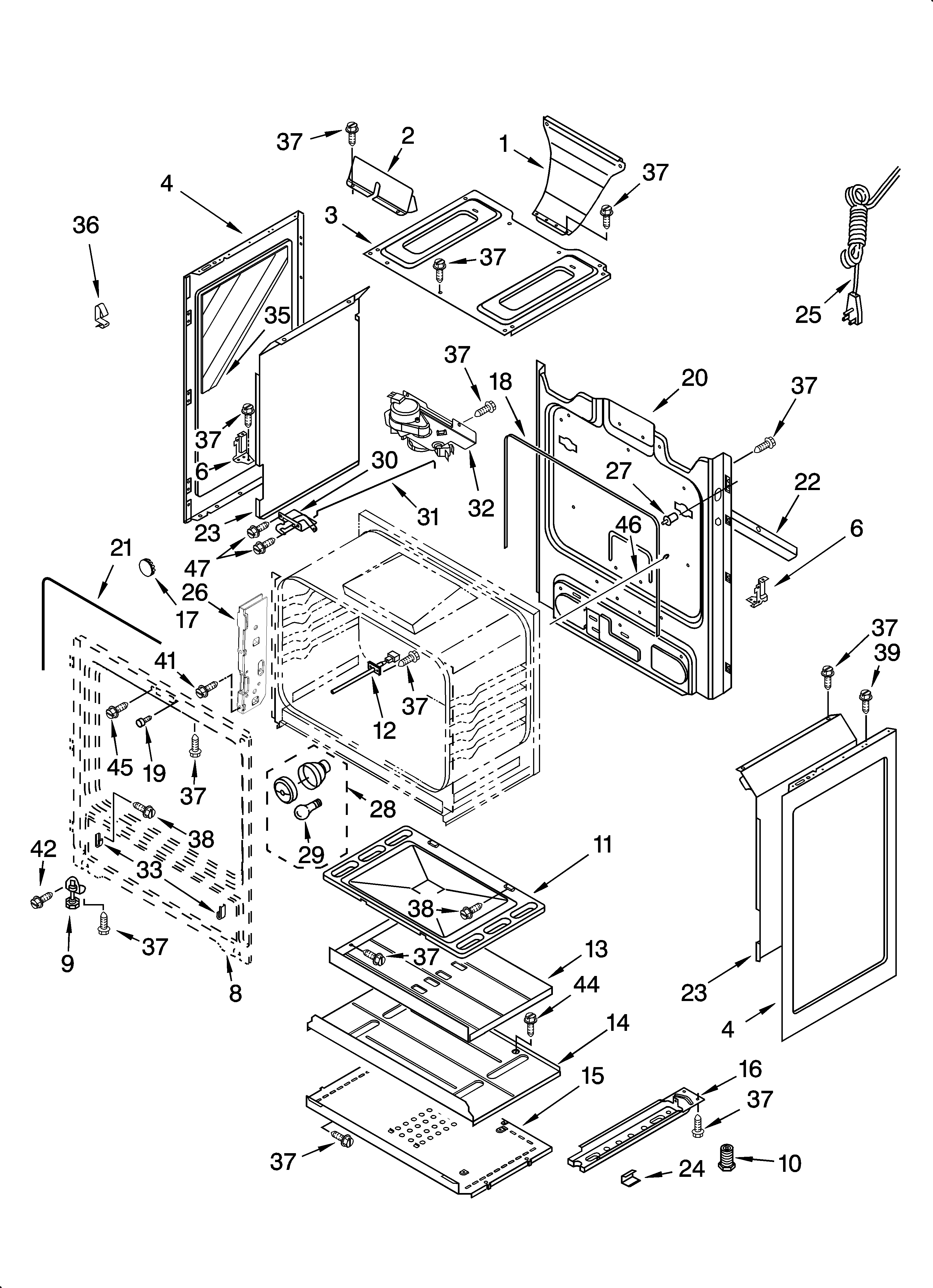 Whirlpool SF462LXSS0 chassis parts diagram