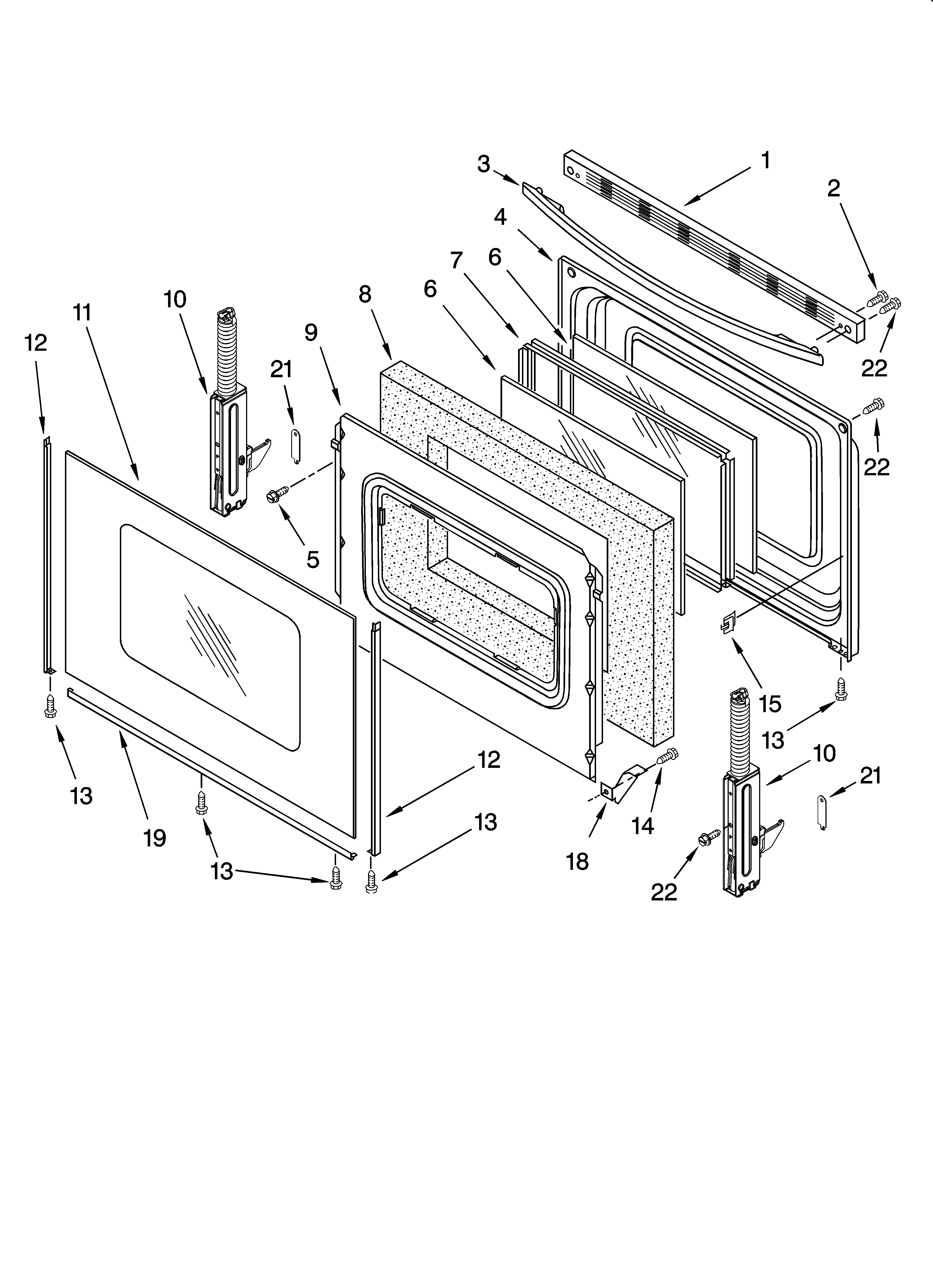 Whirlpool SF462LXSS0 door parts diagram