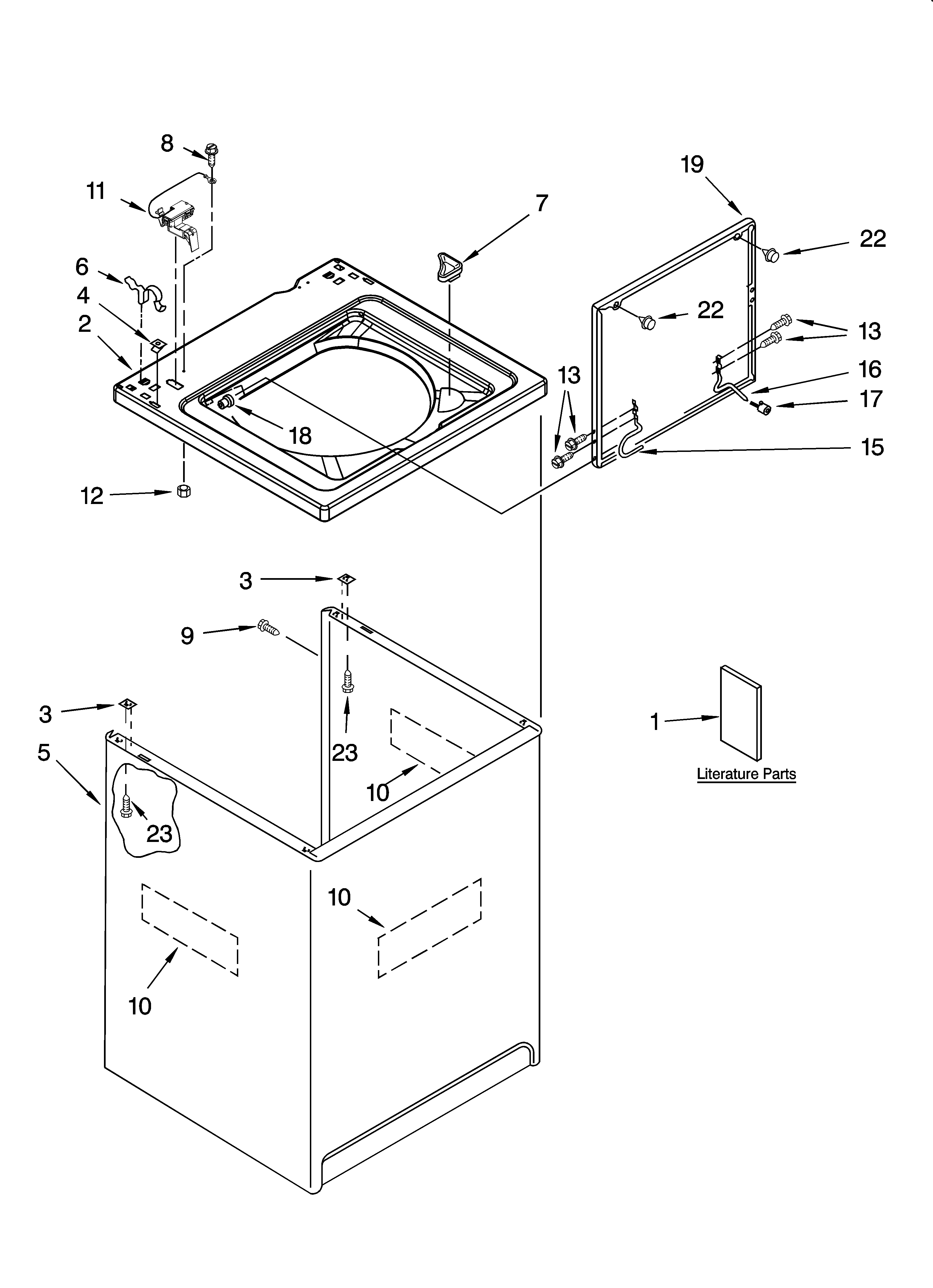 Whirlpool 3RGSC9455JQ6 top and cabinet parts diagram