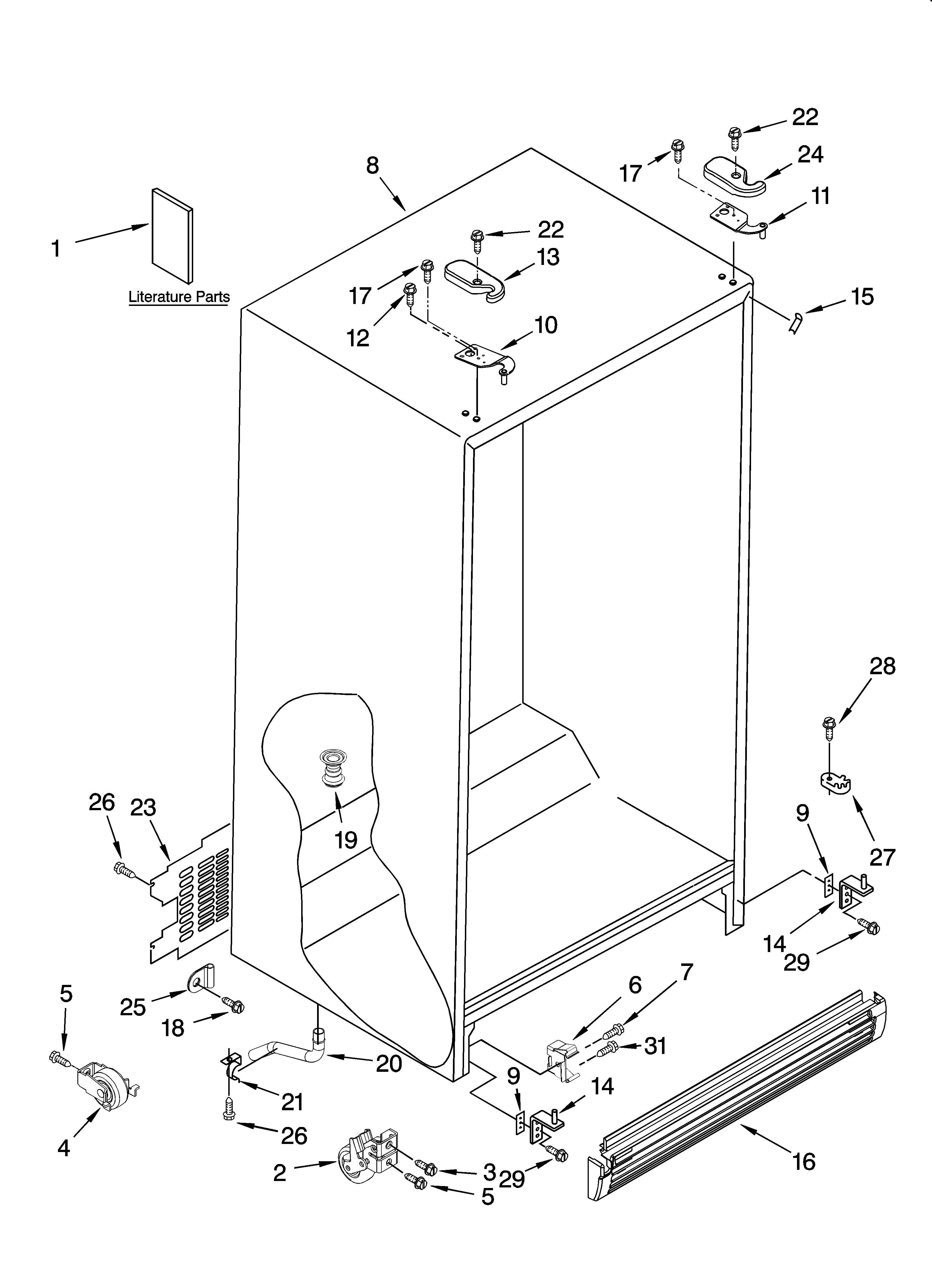 Whirlpool 7ED2GTQXPL01 cabinet parts diagram