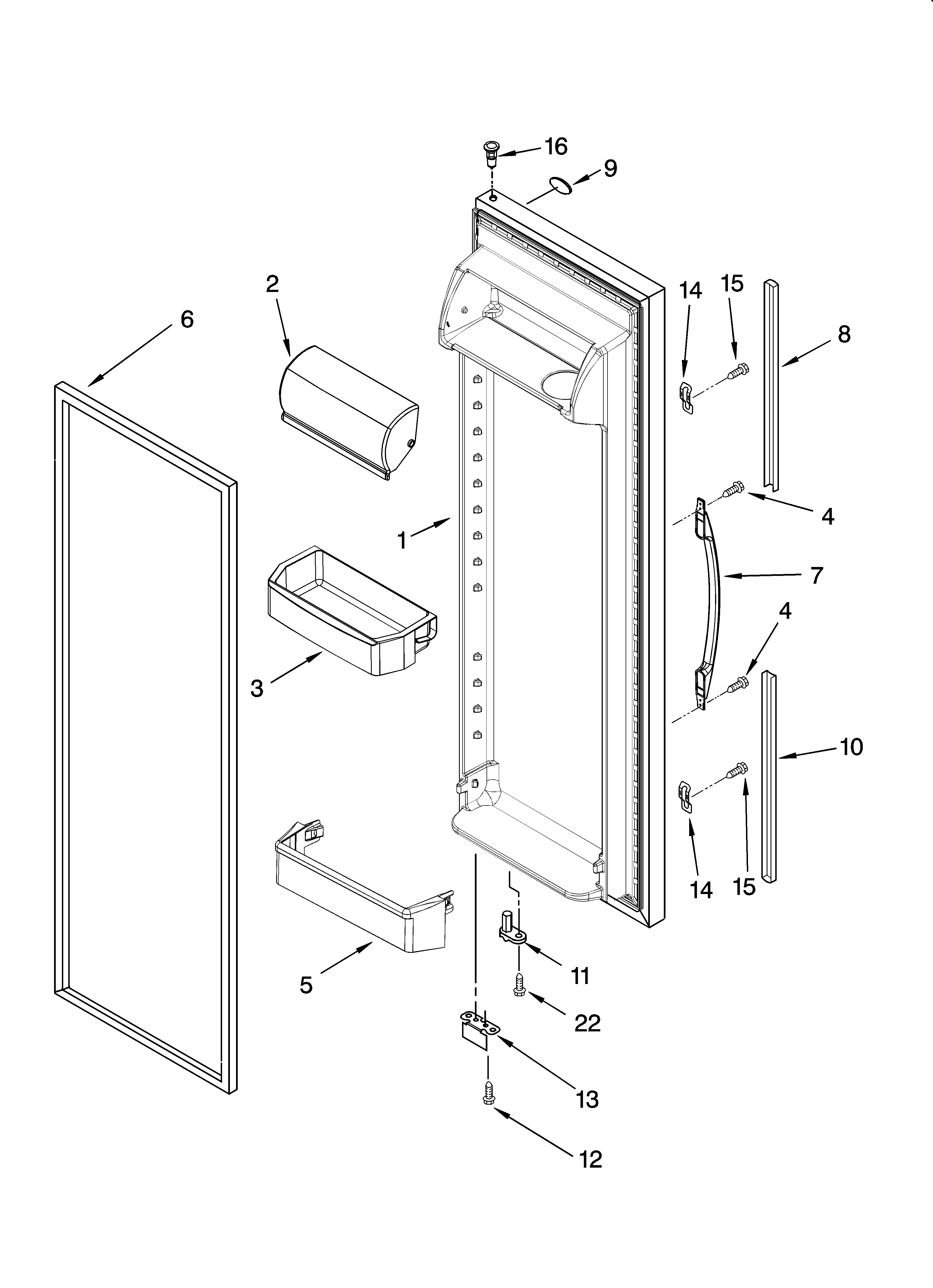 Whirlpool 7ED2GTQXPL01 refrigerator door parts diagram