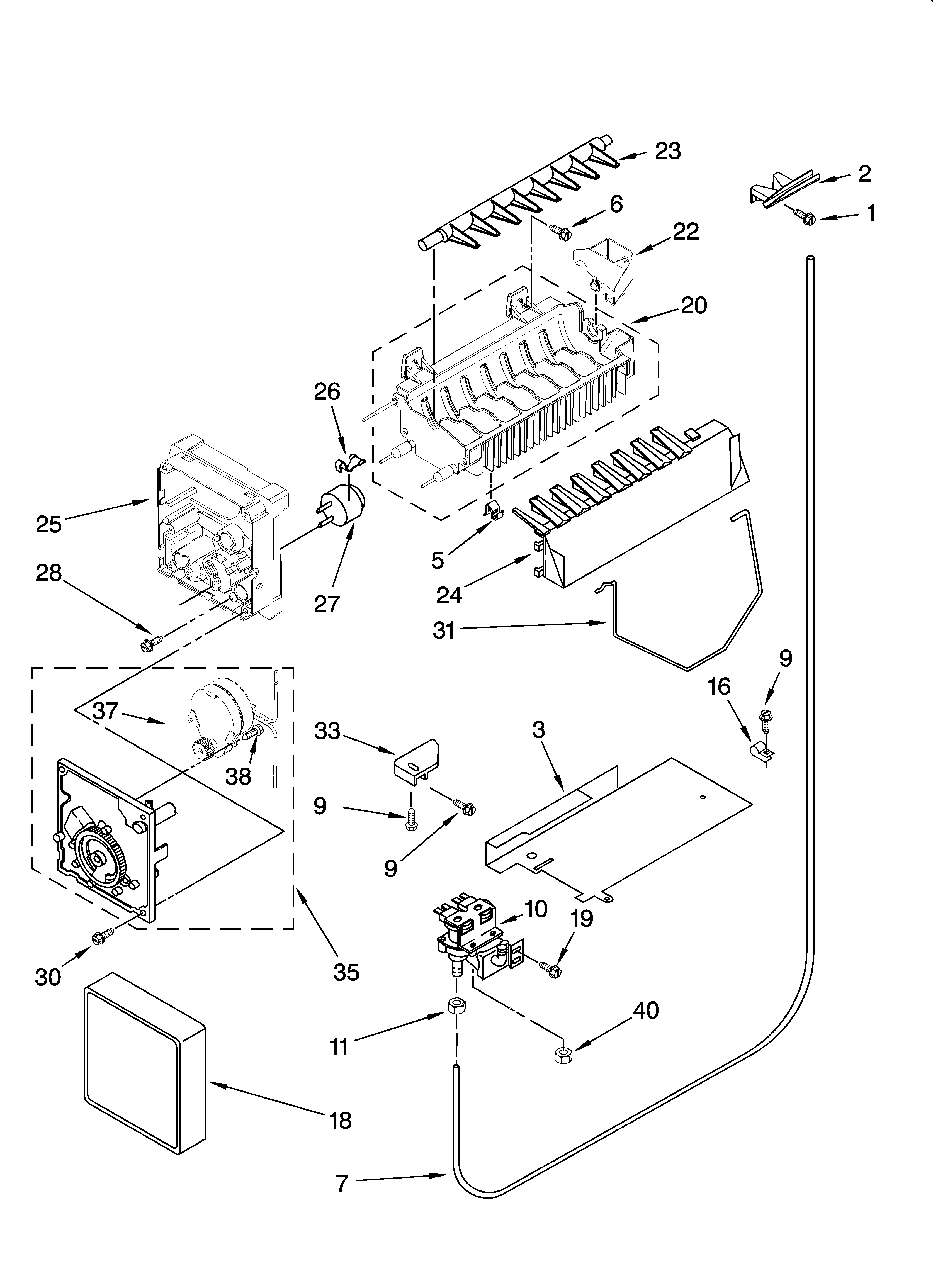 Whirlpool 7ED2GTQXPL01 icemaker parts, optional parts (not included) diagram