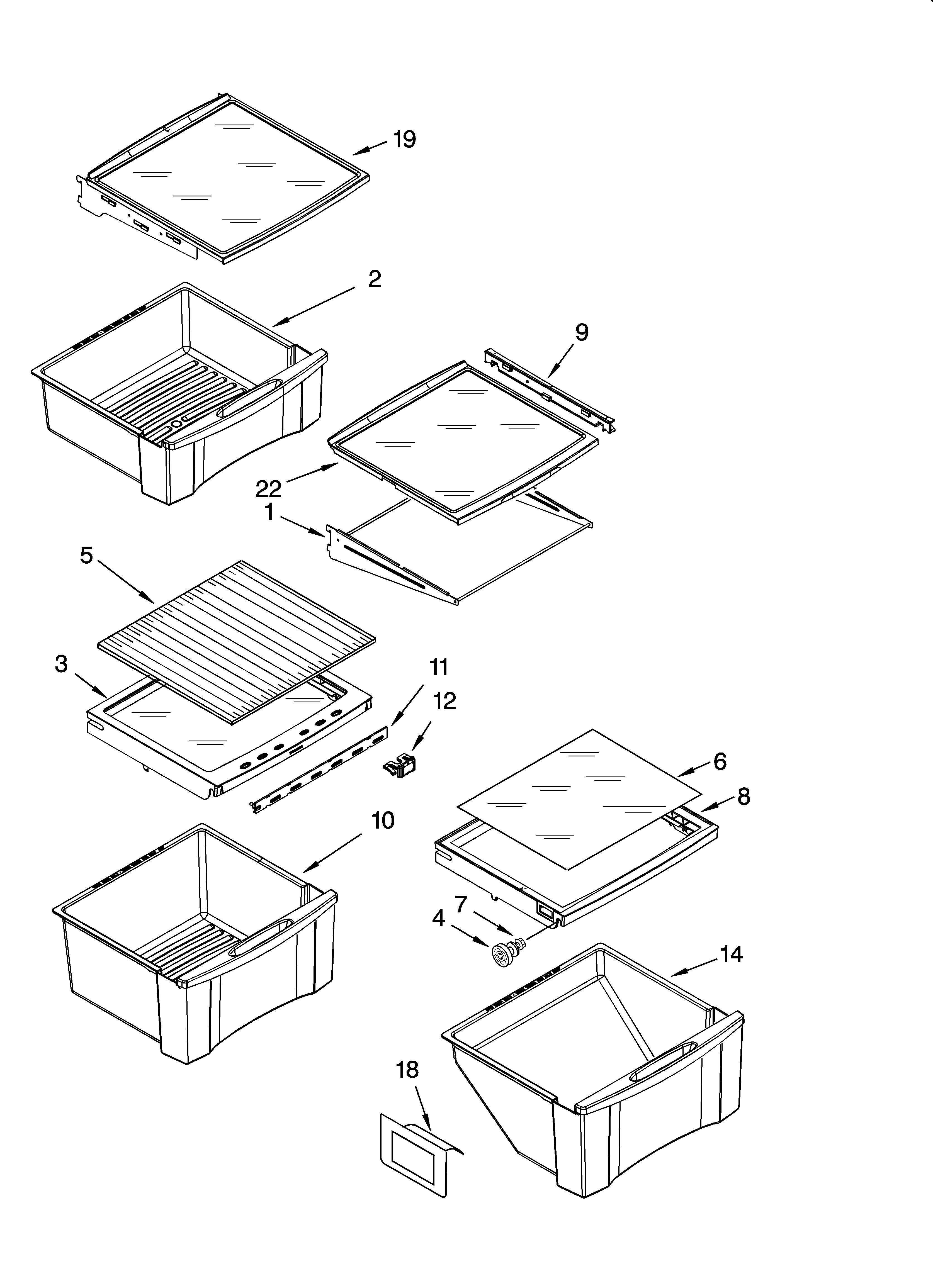 Whirlpool 7GS2SHEXPL01 refrigerator shelf parts diagram