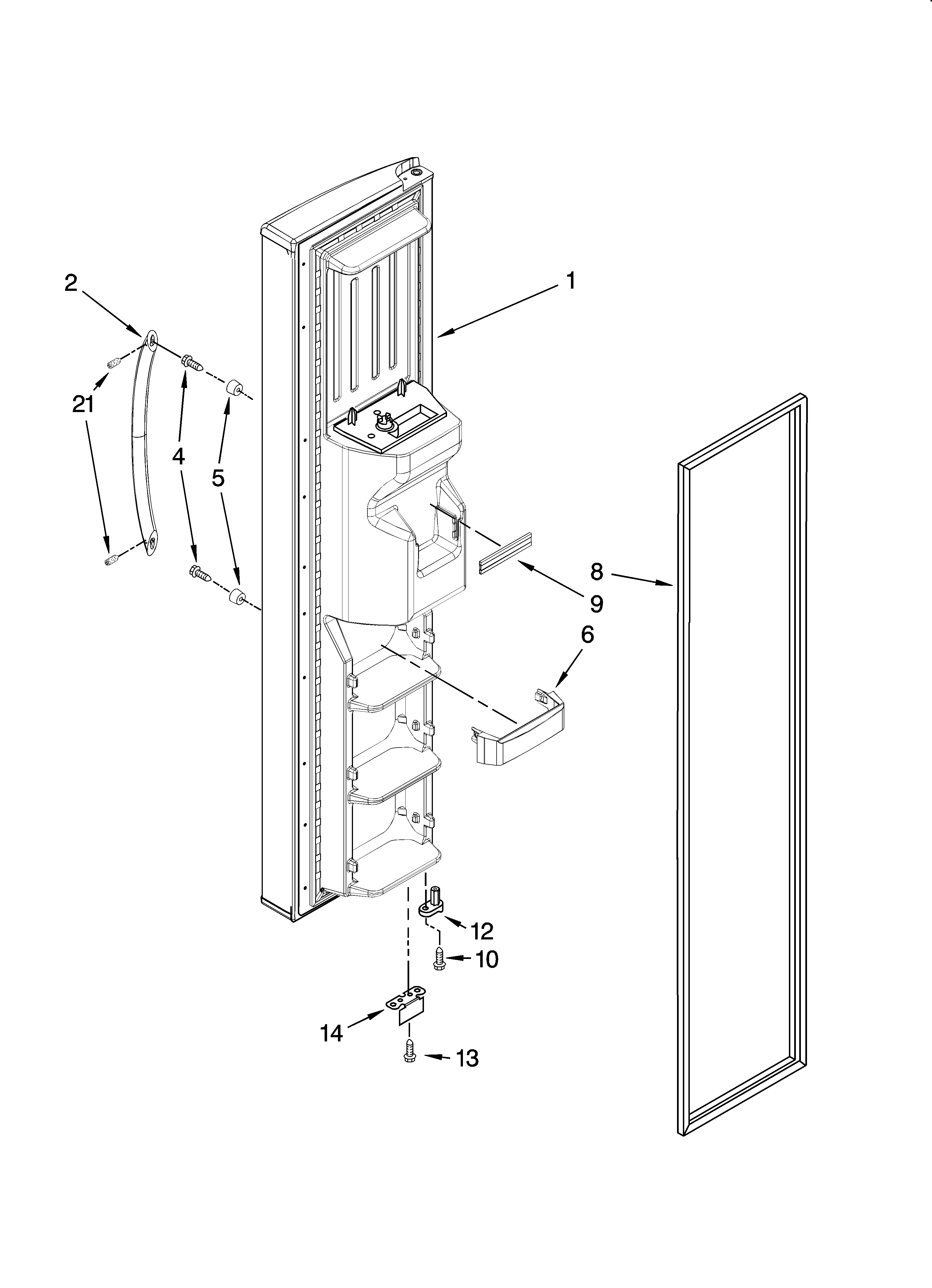Whirlpool 7GS2SHEXPL01 freezer door parts diagram