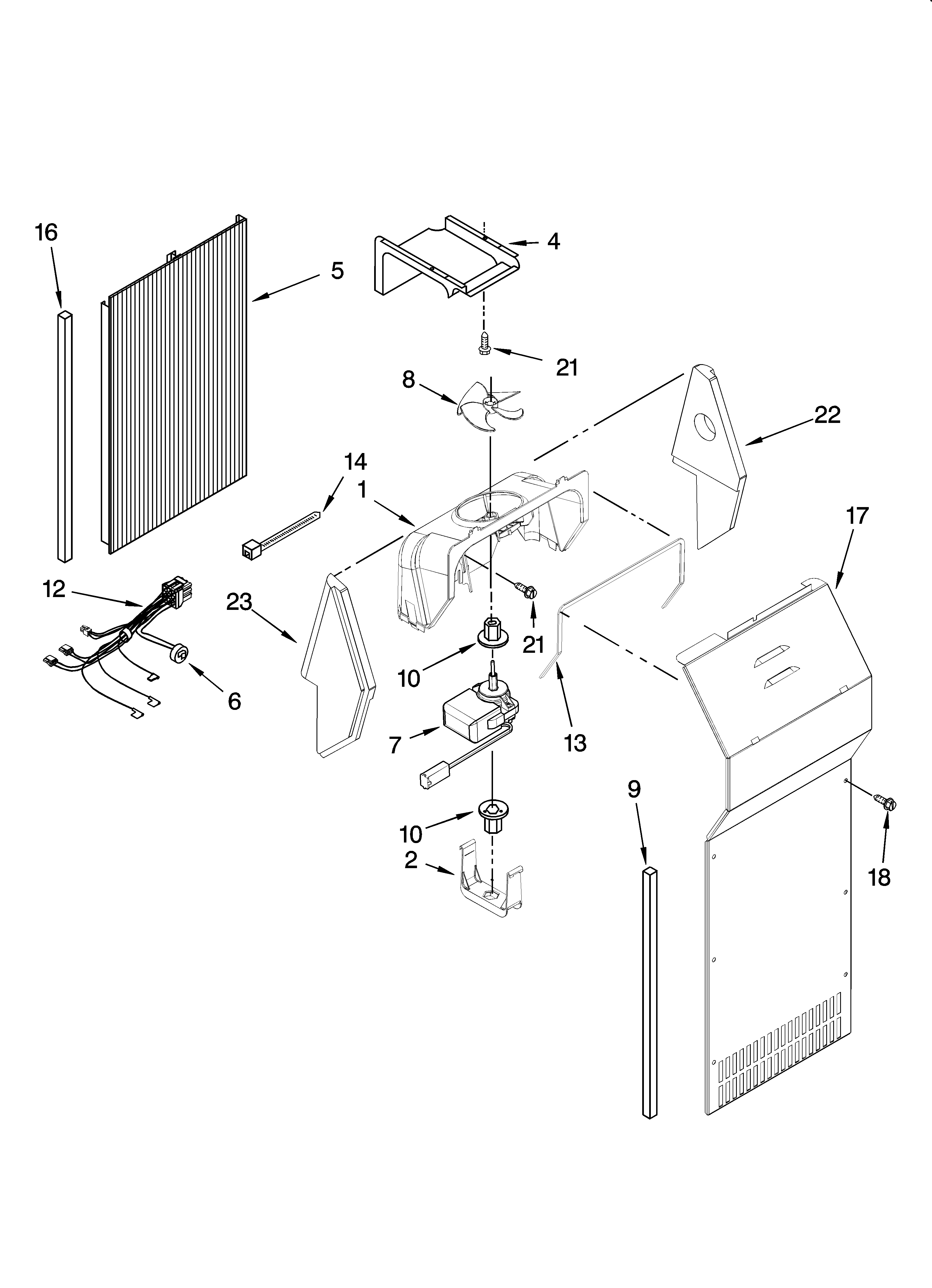 Whirlpool 7GS6SHEXMS01 air flow parts diagram