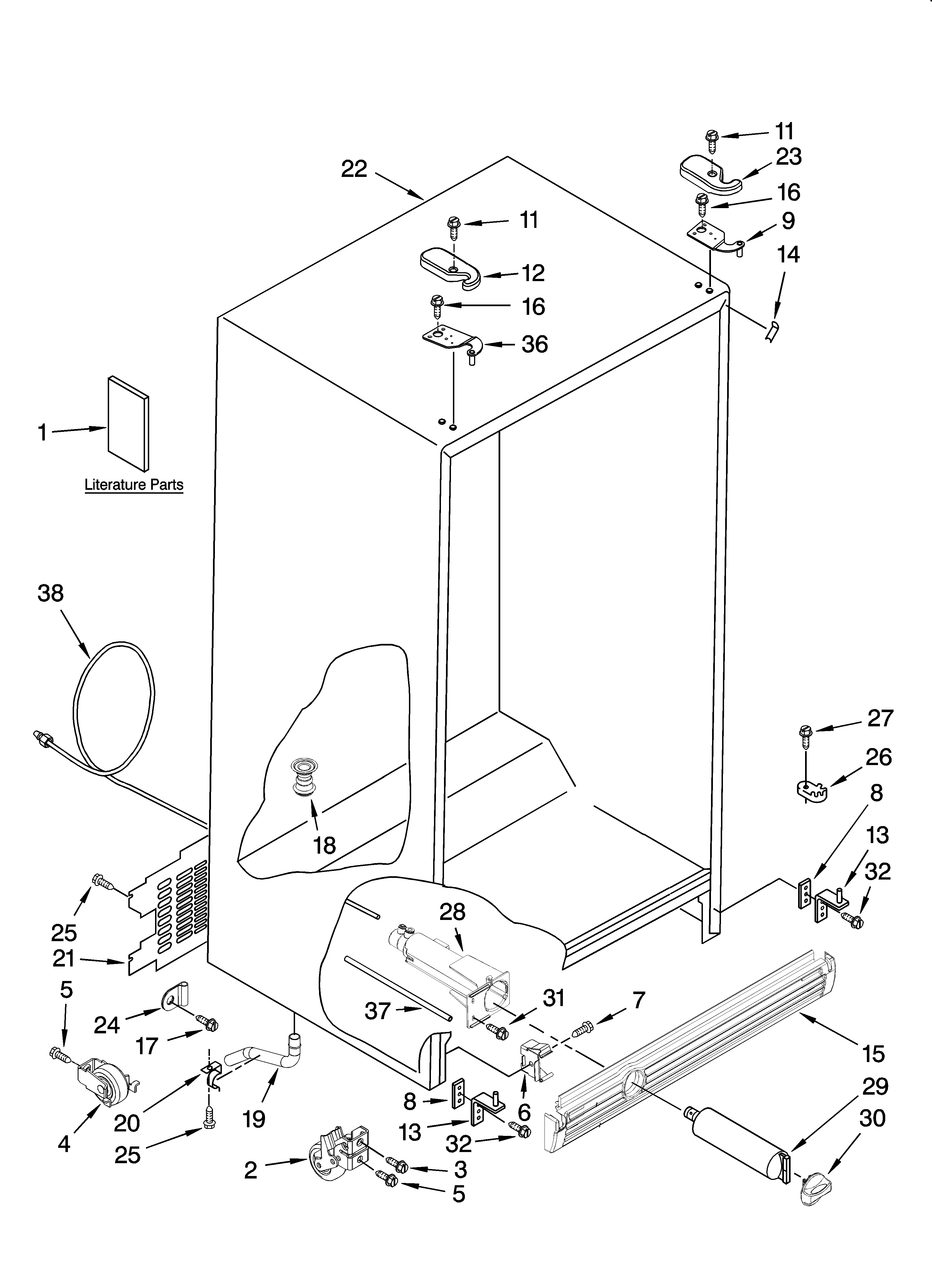 Whirlpool 7GS6SHEXPL01 cabinet parts diagram