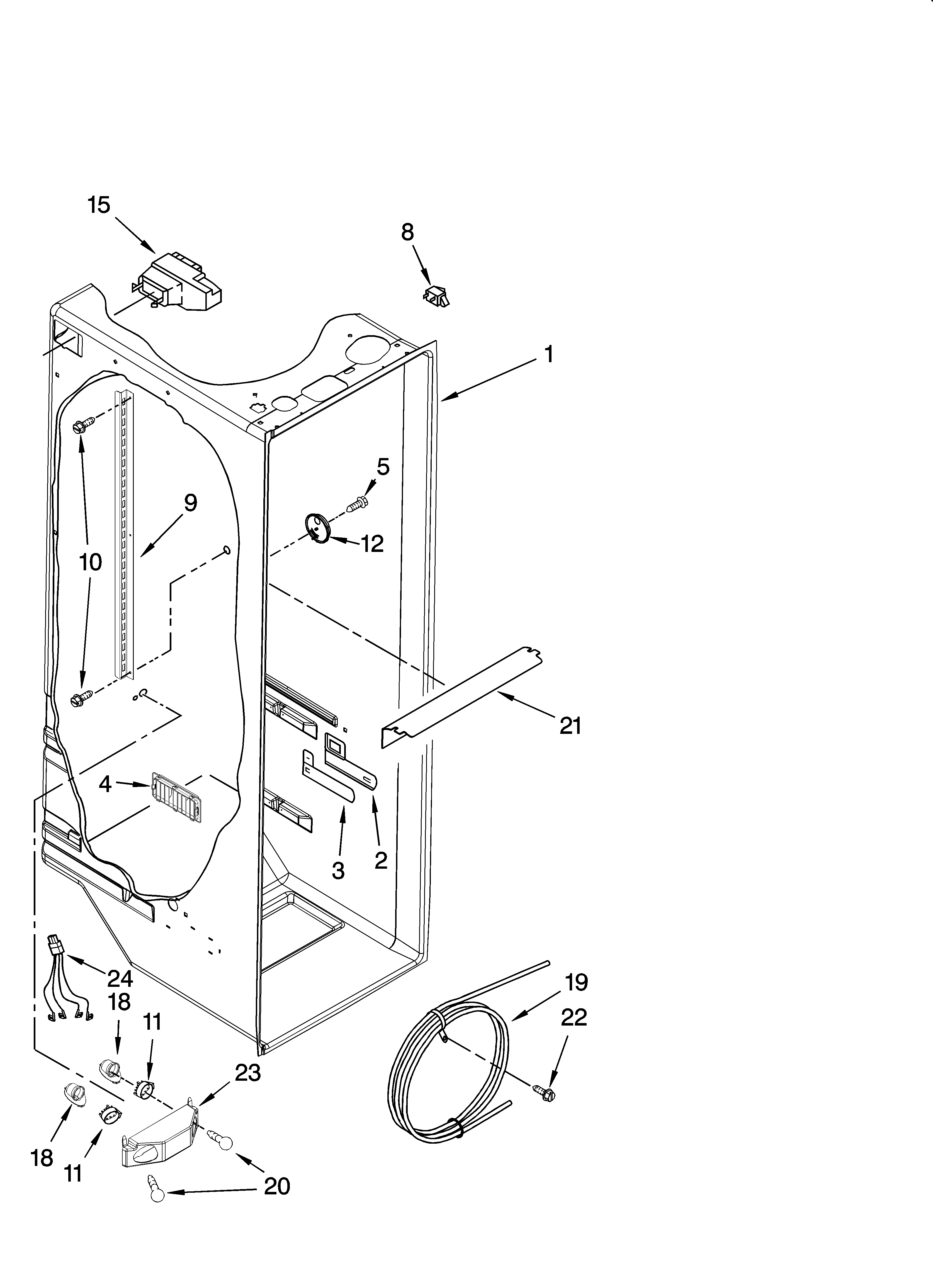 Whirlpool 7GS6SHEXPL01 refrigerator liner parts diagram