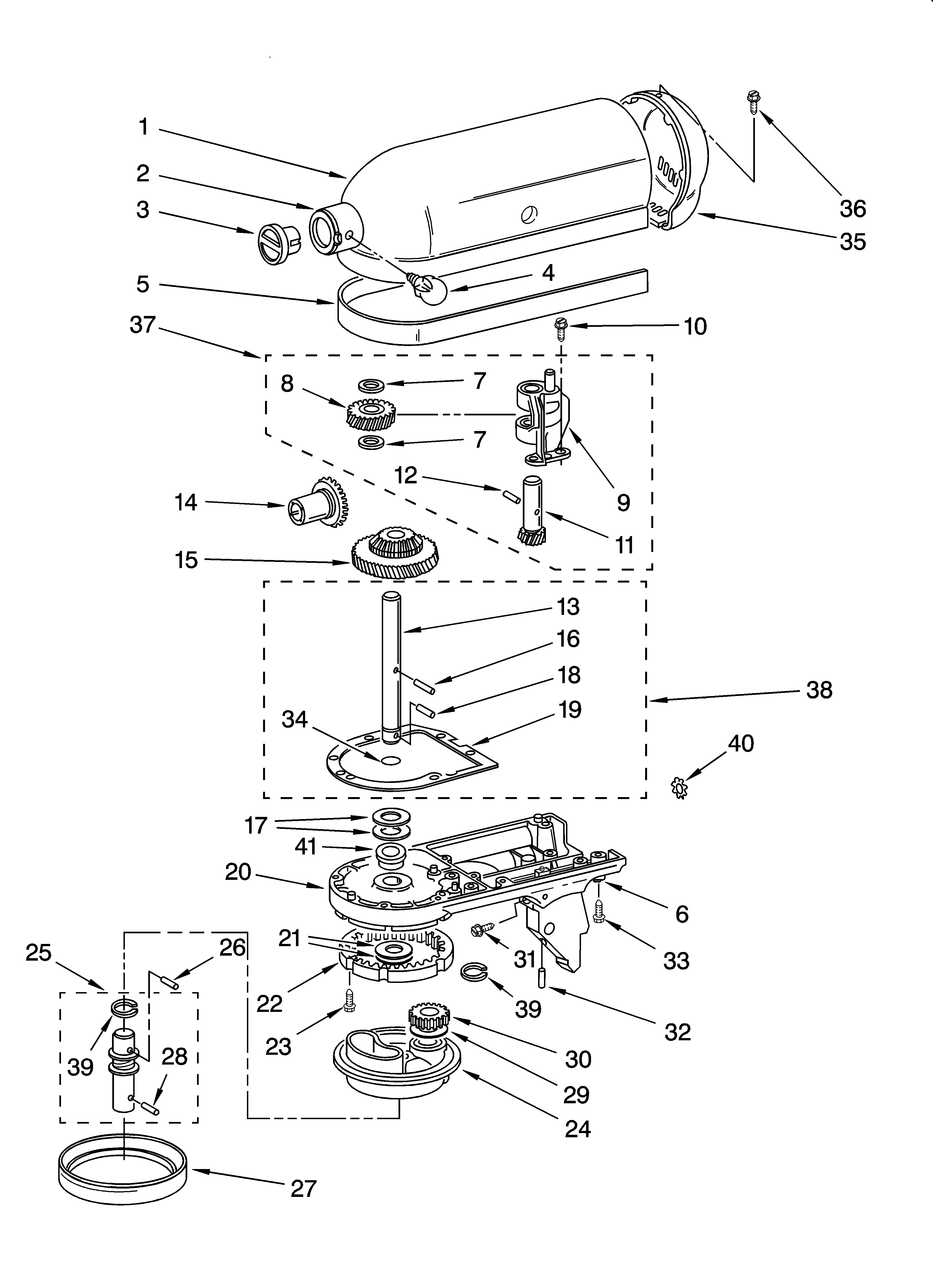 Whirlpool BEA30AZAIM0 case, gearing and planetary unit diagram