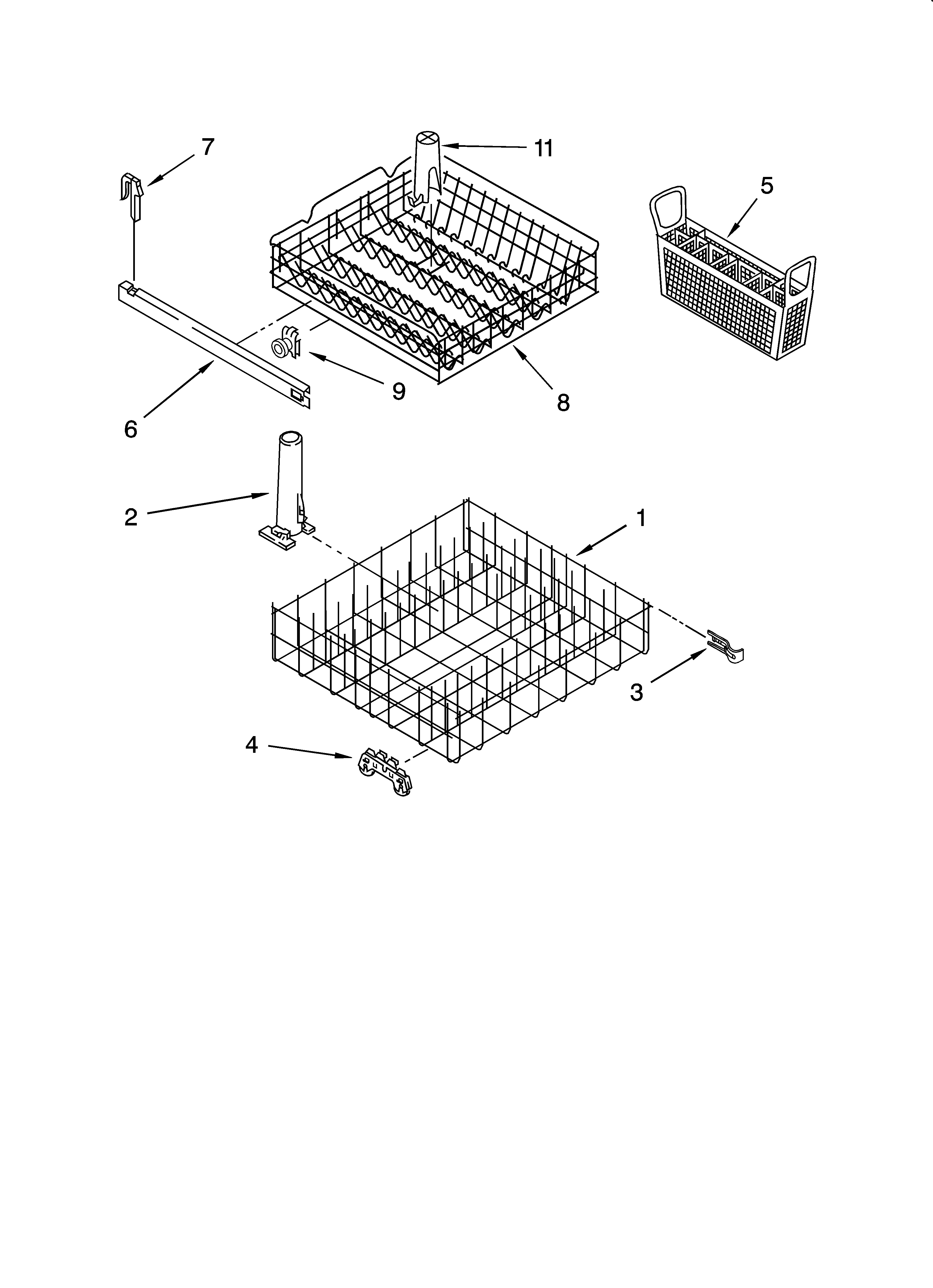 Whirlpool DU850SWPS2 dishrack parts, optional parts (not included) diagram