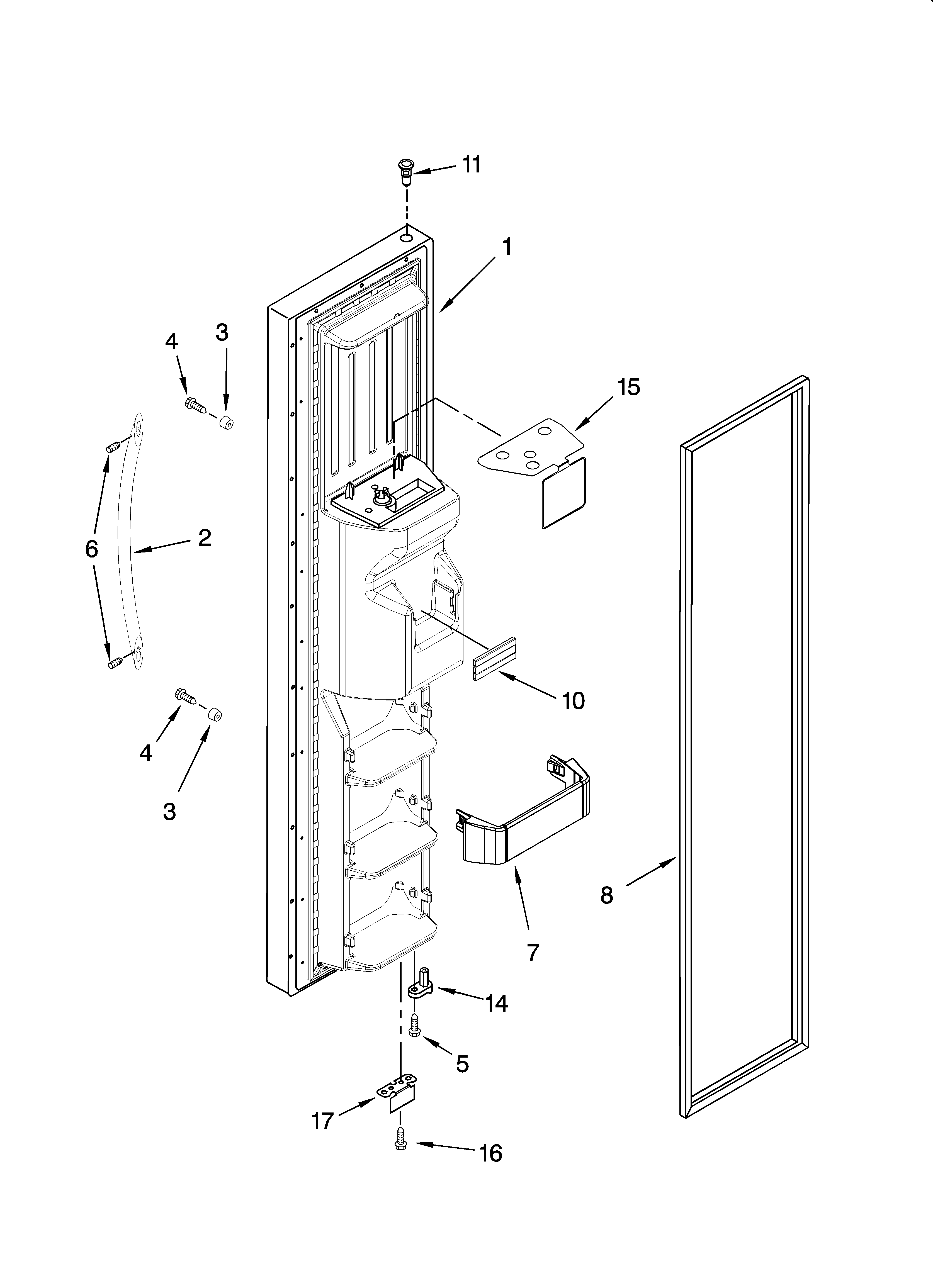 Whirlpool EC3JHAXRS00 freezer door parts diagram