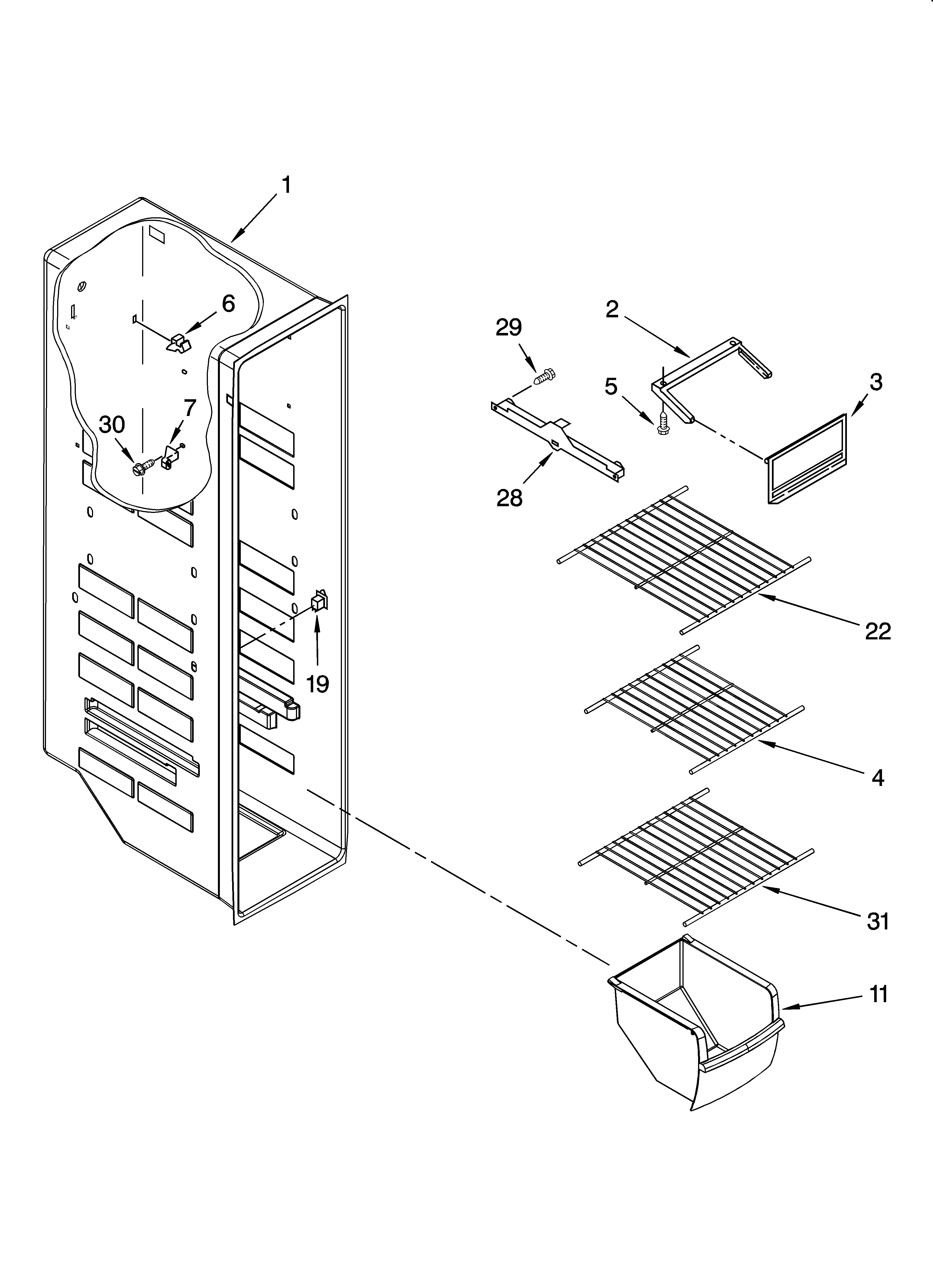 Whirlpool ED2CHQXTB00 freezer liner parts diagram
