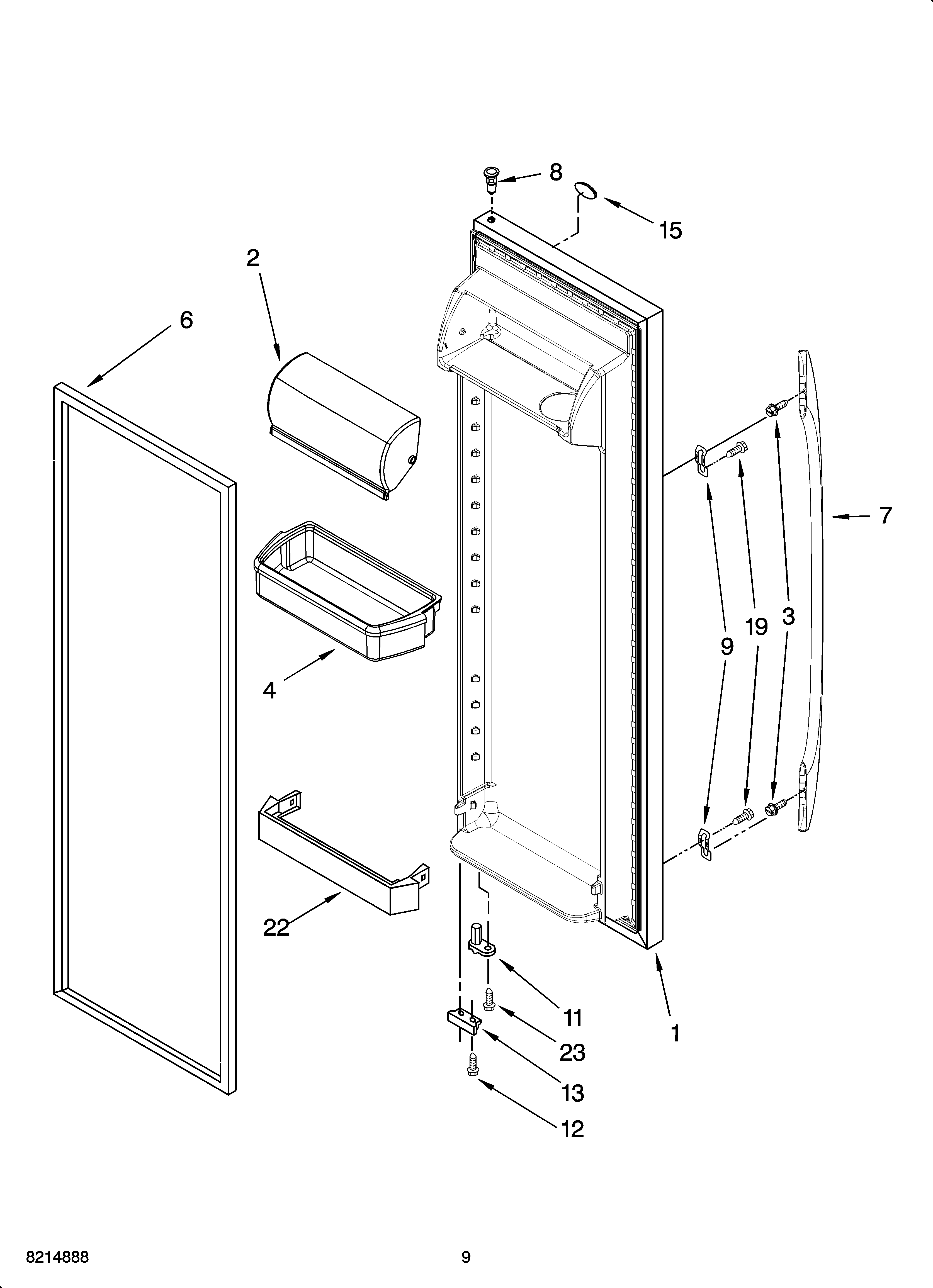Whirlpool ED2CHQXTB00 refrigerator door parts diagram
