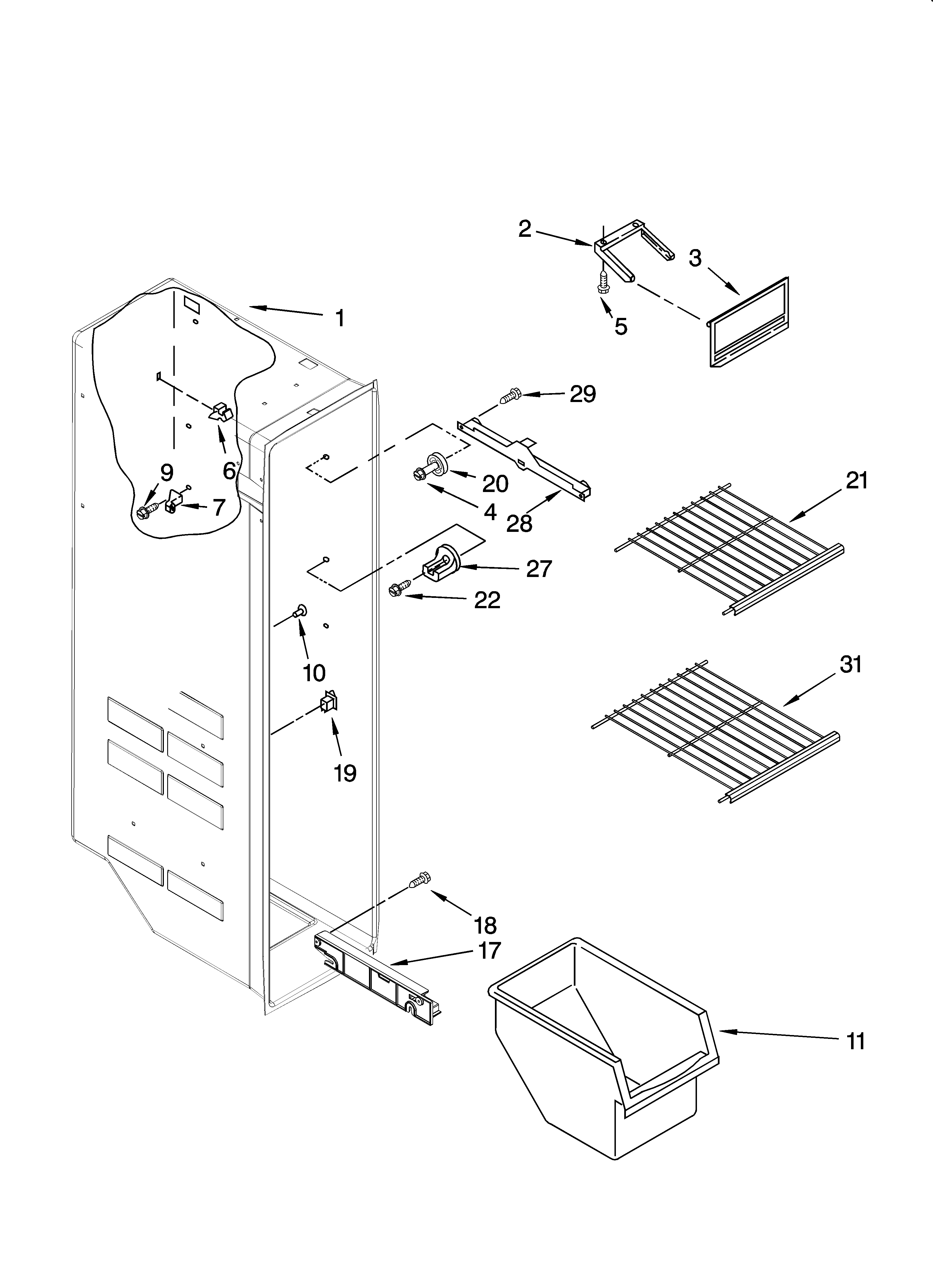 Whirlpool ED2FHGXSQ00 freezer liner parts diagram
