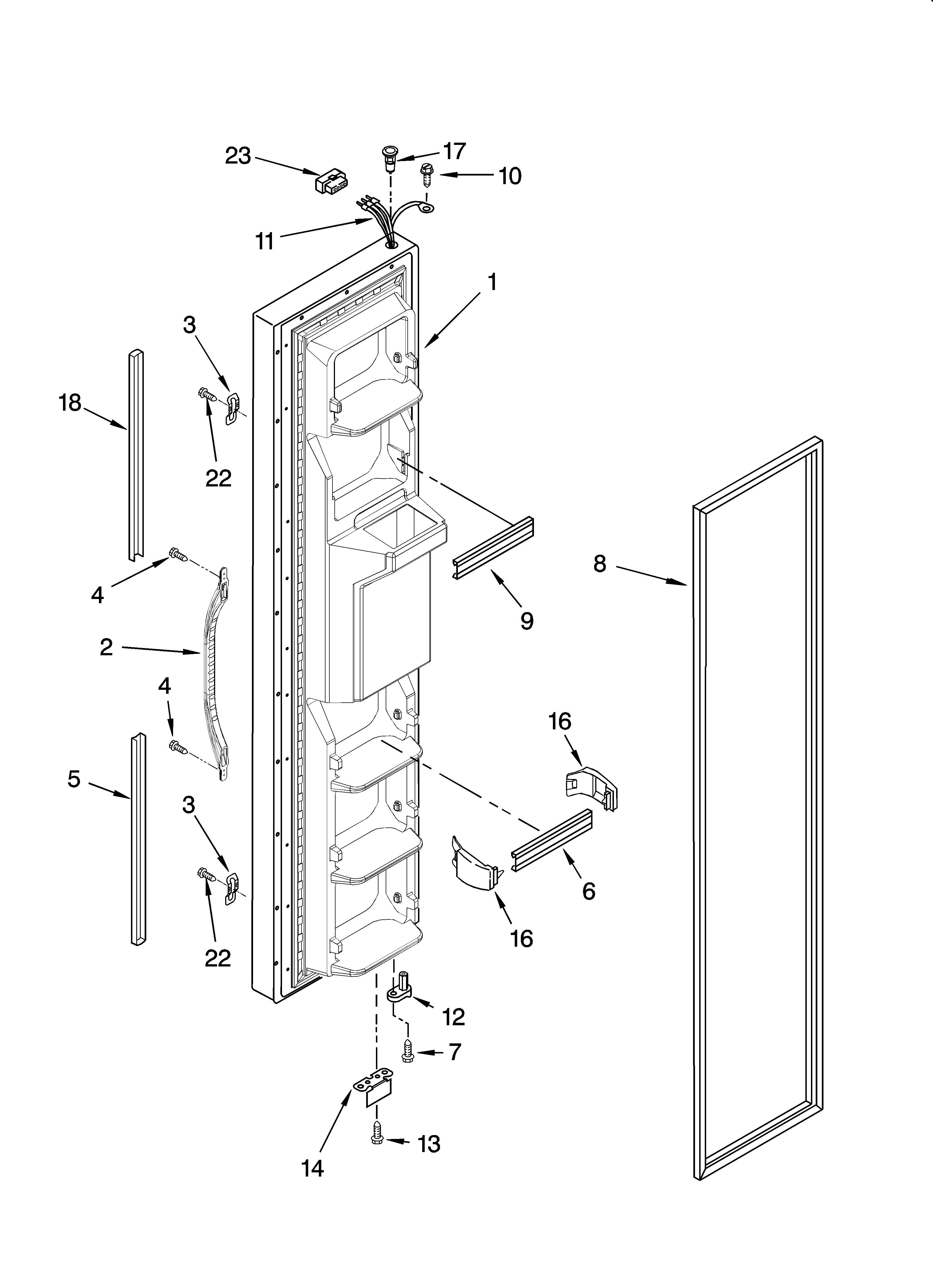 Whirlpool ED2FHGXSQ00 freezer door parts diagram