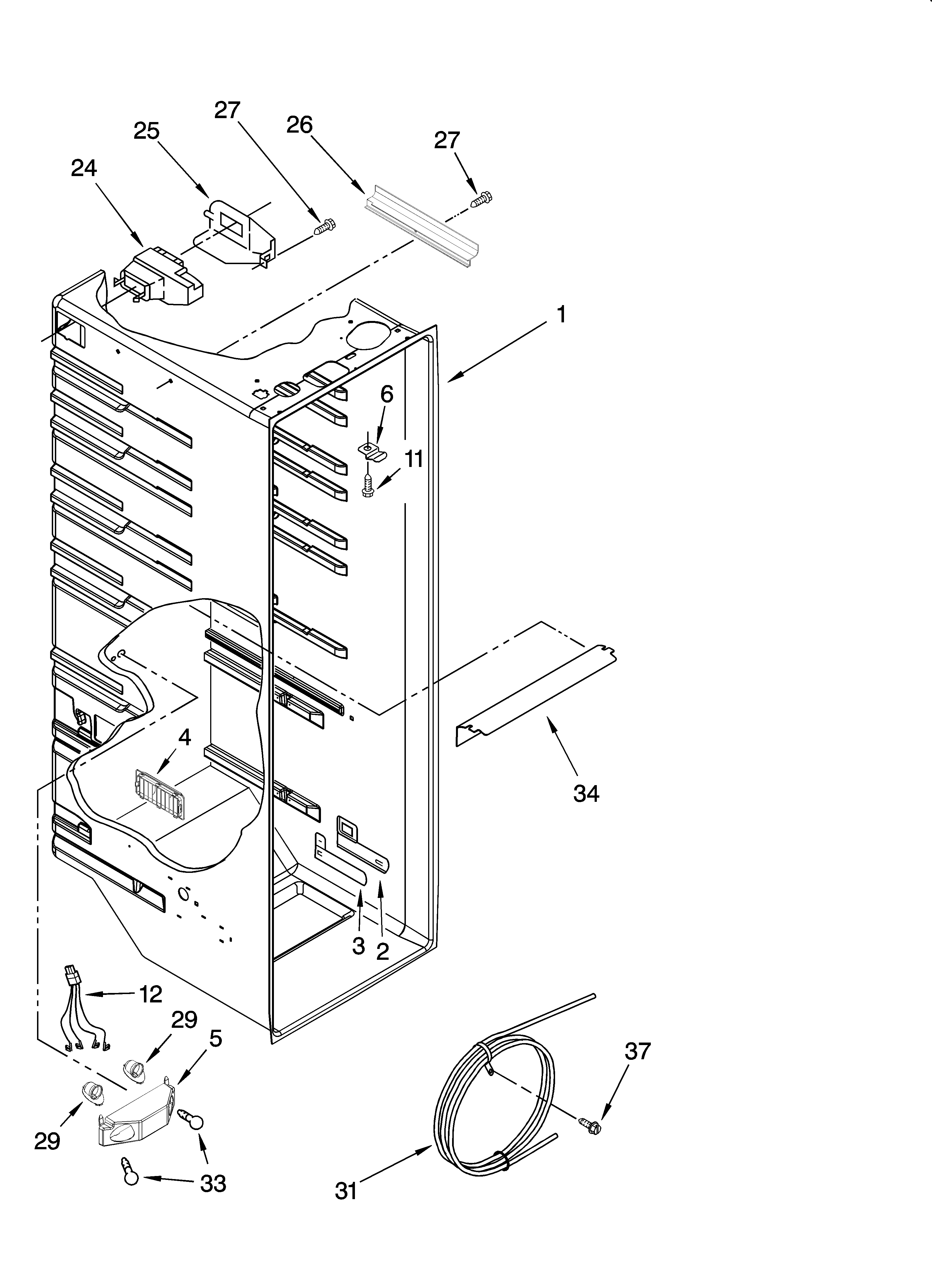 Whirlpool ED5CHQXTT00 refrigerator liner parts diagram