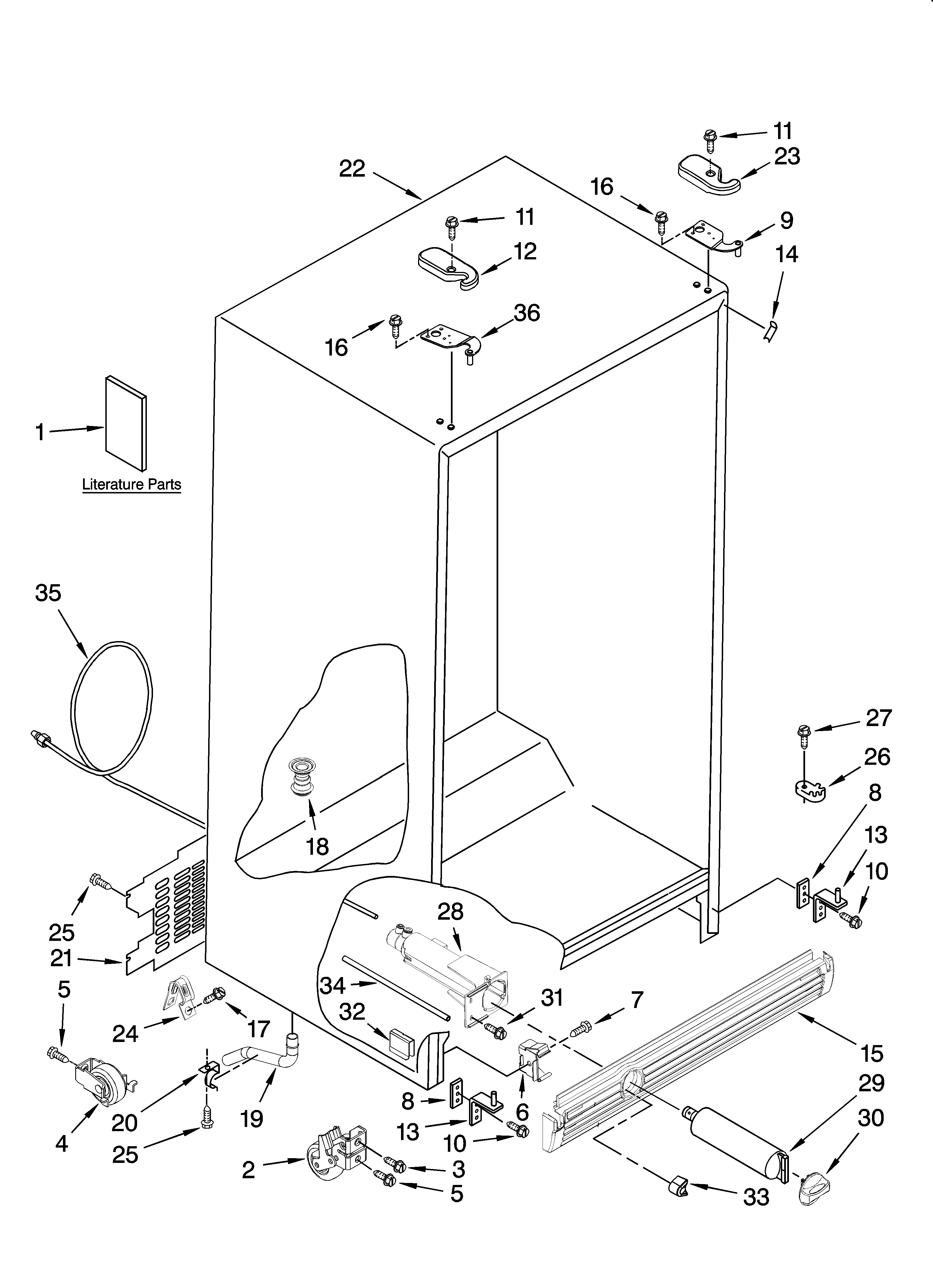 Whirlpool ED5FHAXSS00 cabinet parts diagram