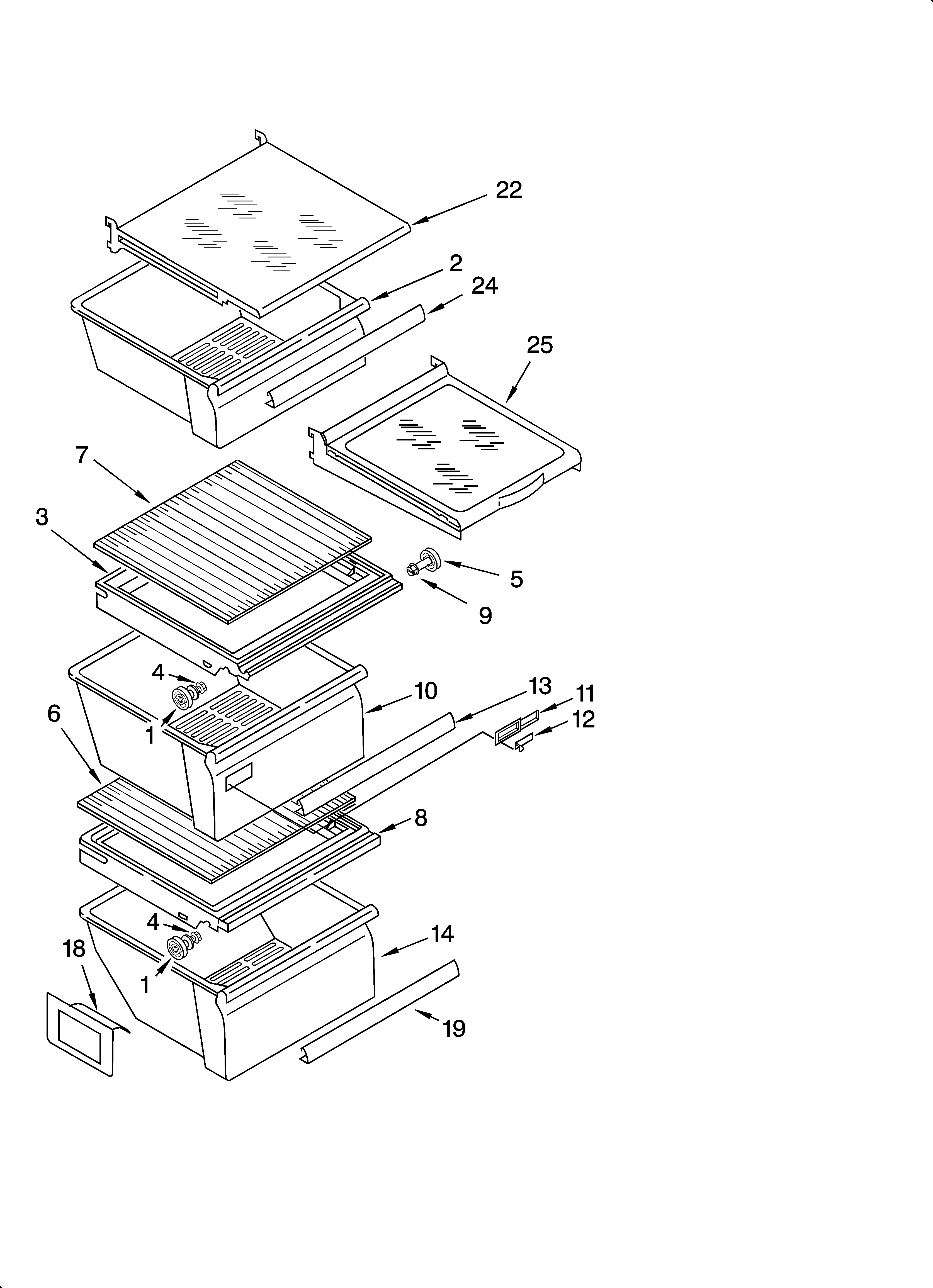 Whirlpool ED5FHAXSS00 refrigerator shelf parts diagram