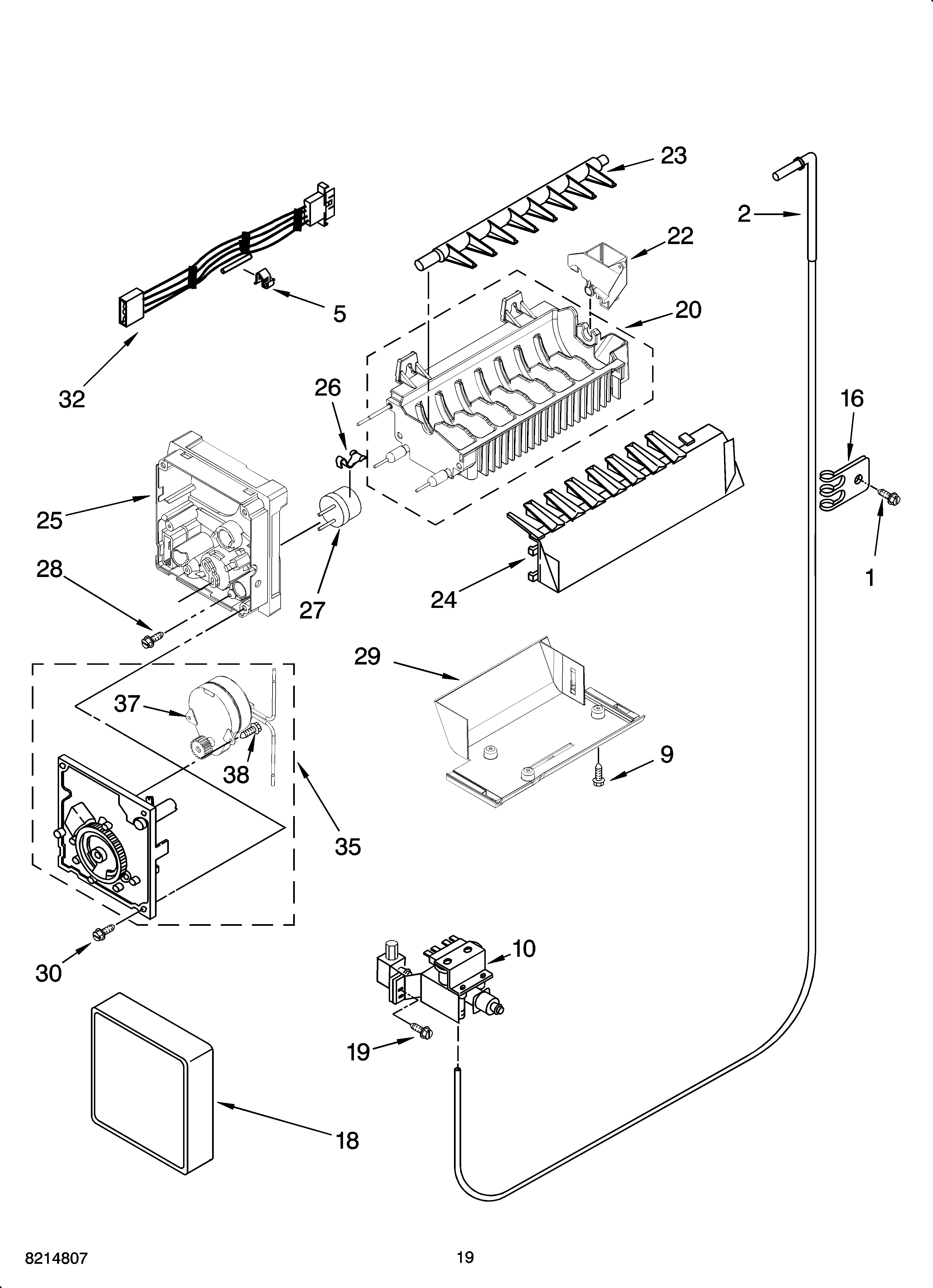 Whirlpool ED5FHAXSS00 icemaker parts, optional parts (not included) diagram