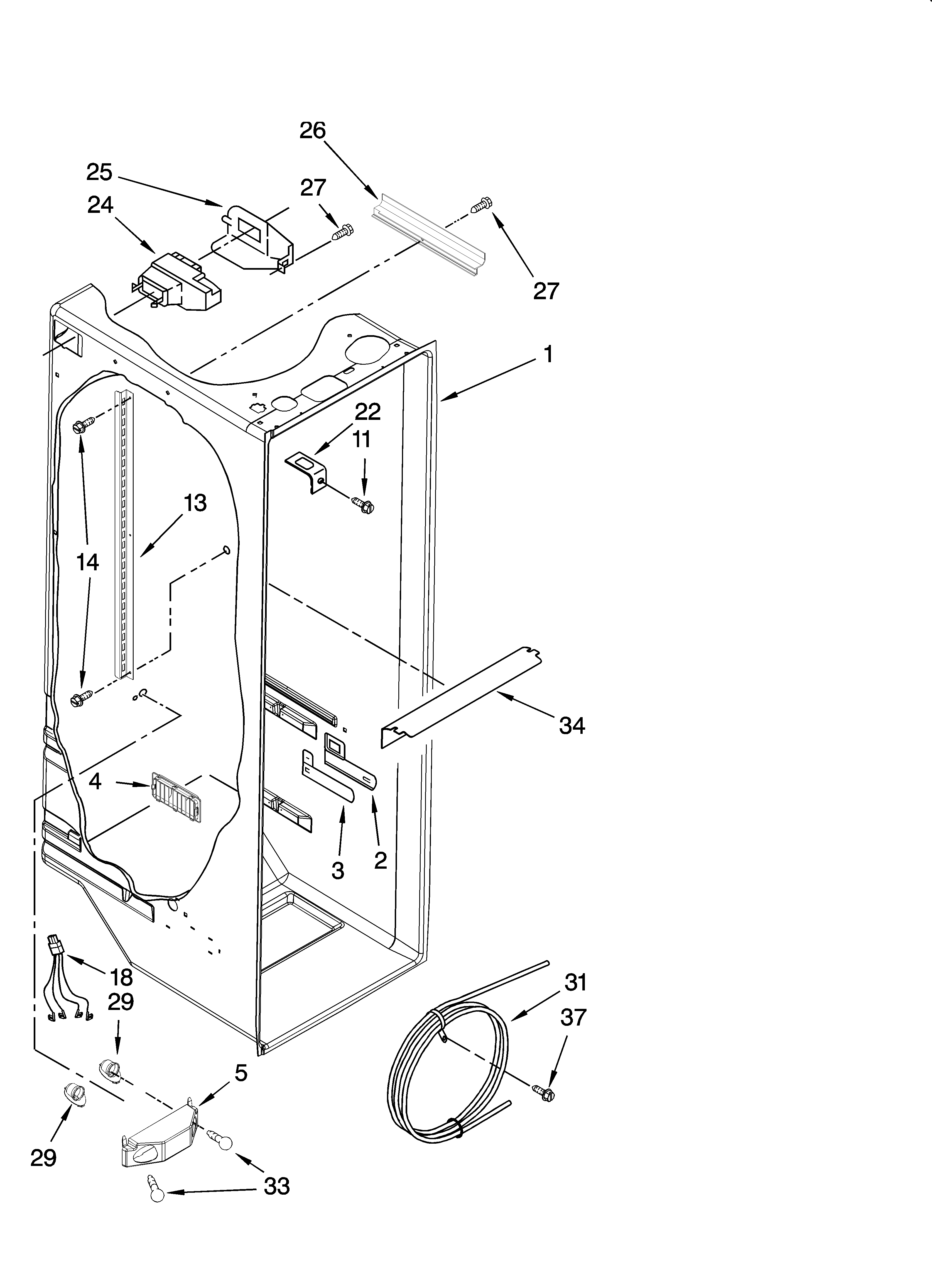 Whirlpool ED5FHEXSB00 refrigerator liner parts diagram