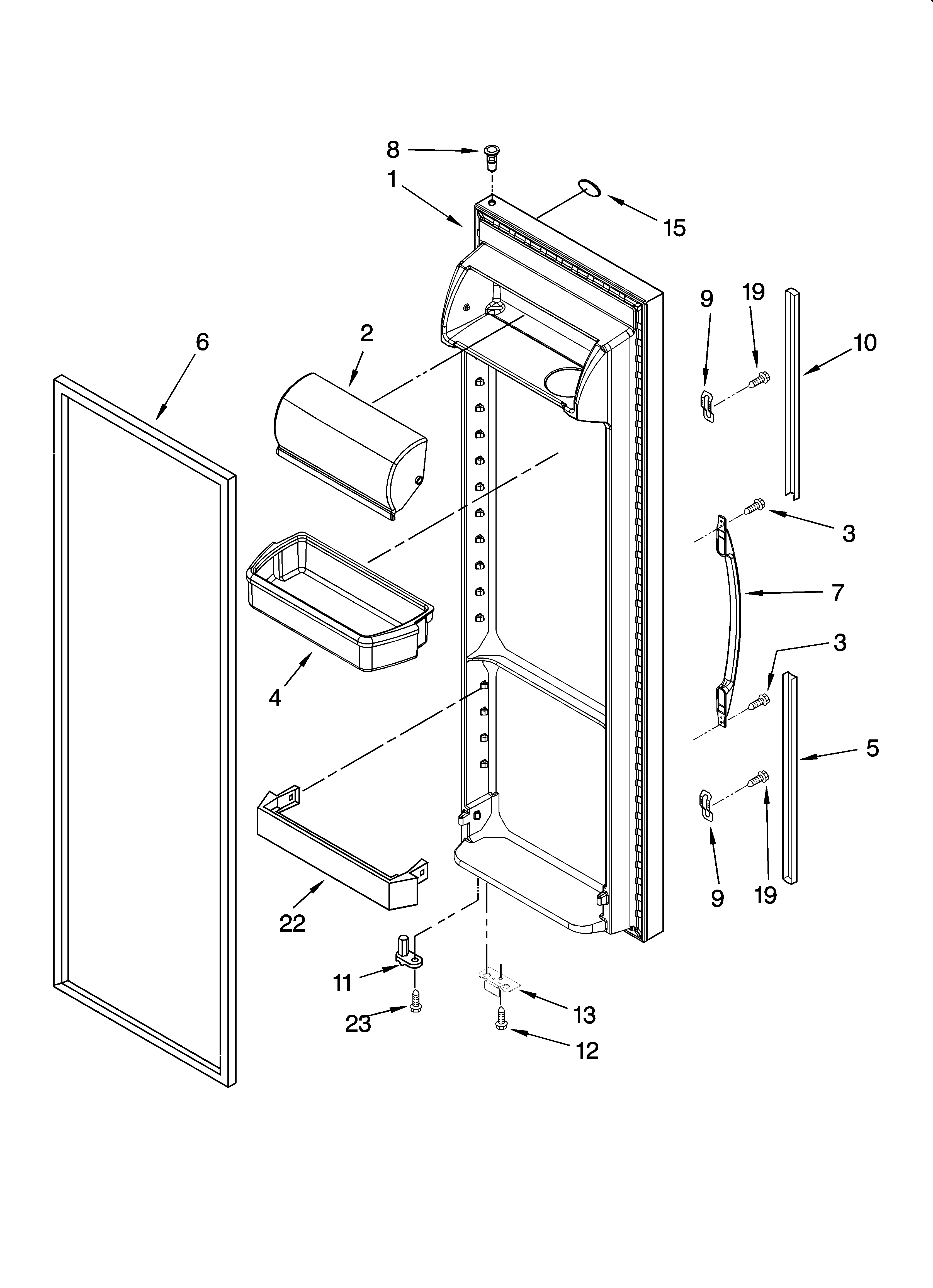 Whirlpool ED5FHGXSB00 refrigerator door parts diagram