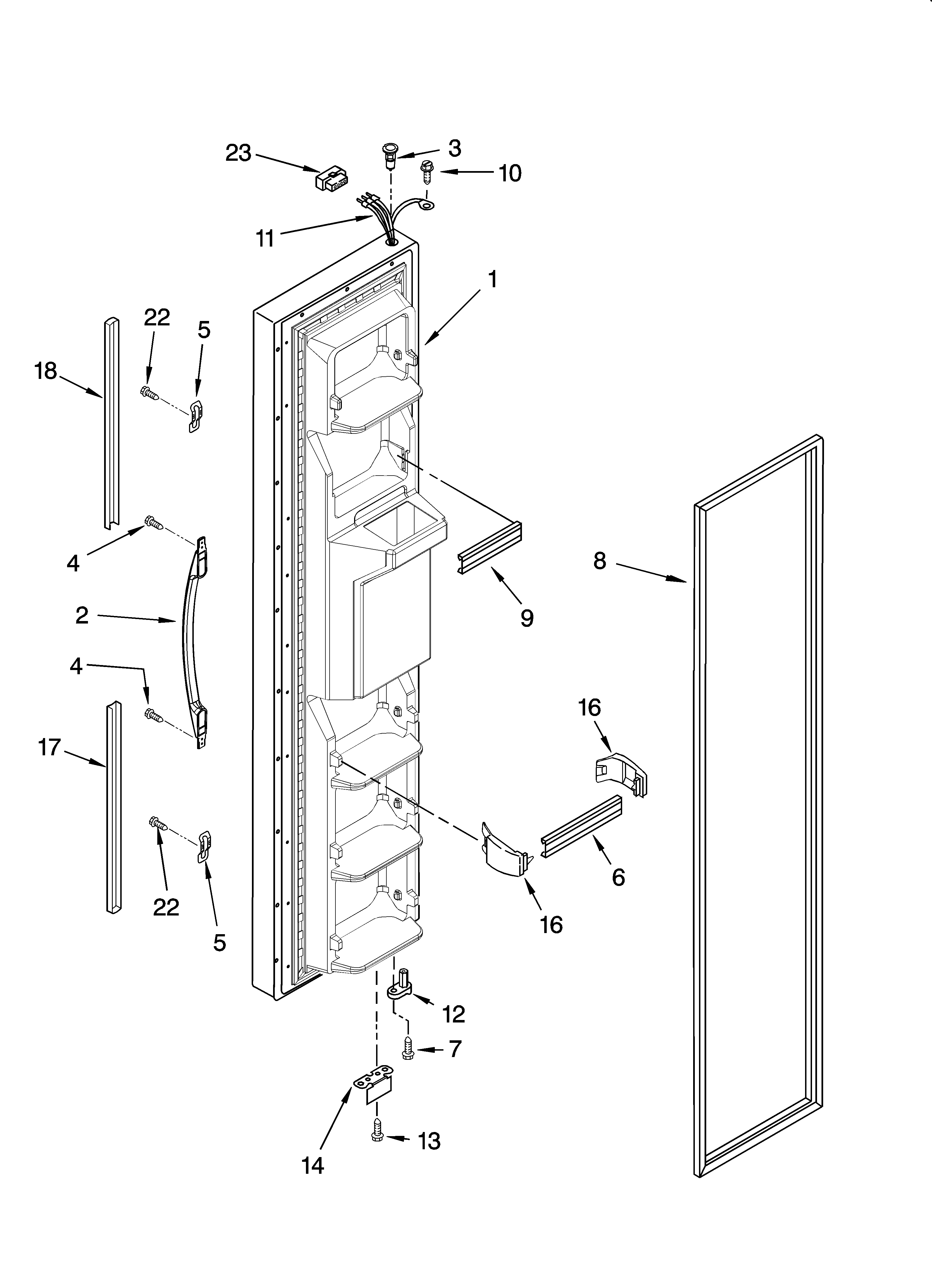 Whirlpool ED5FHGXSB00 freezer door parts diagram