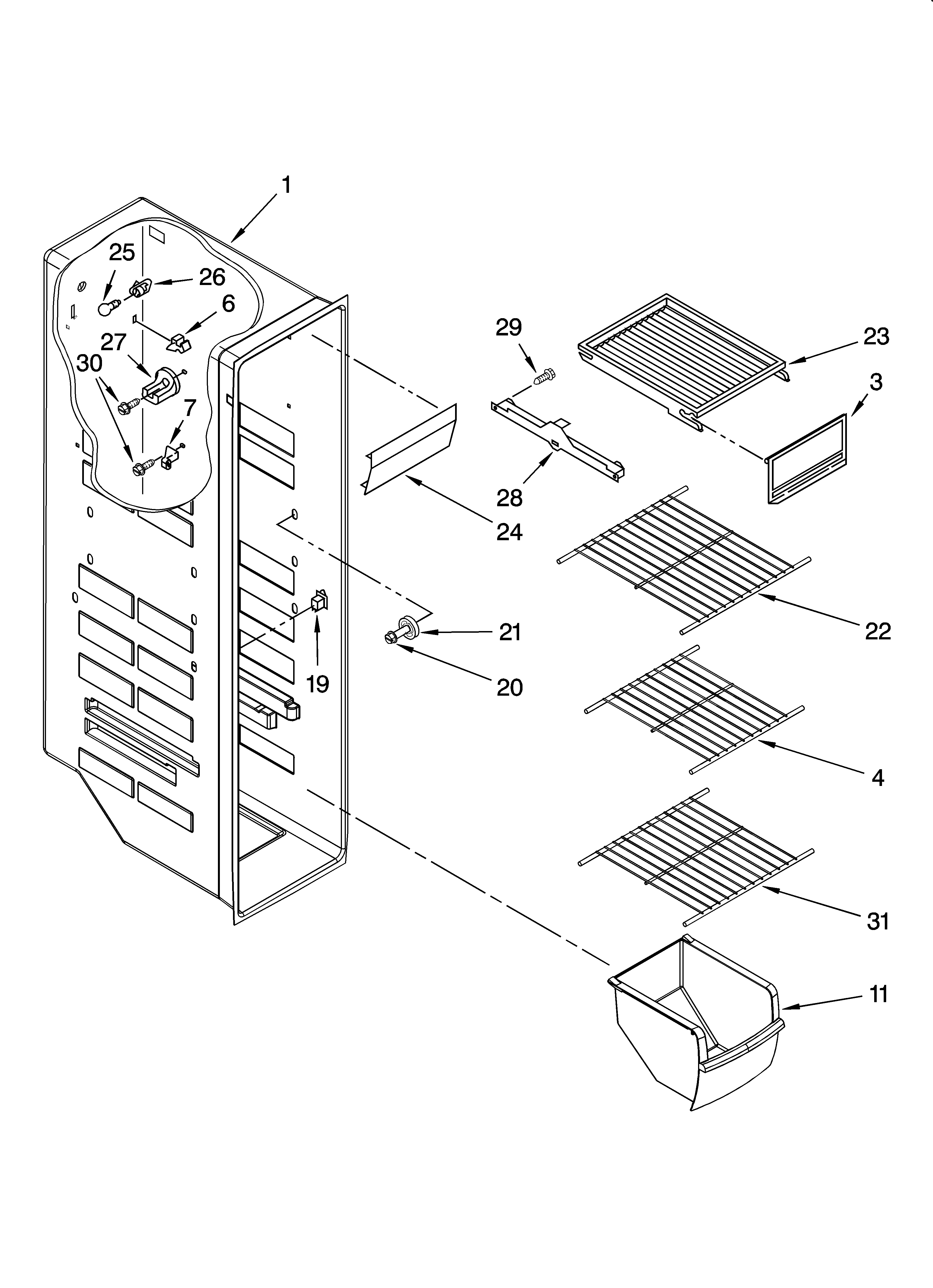 Whirlpool ED5PBEXTQ00 freezer liner parts diagram