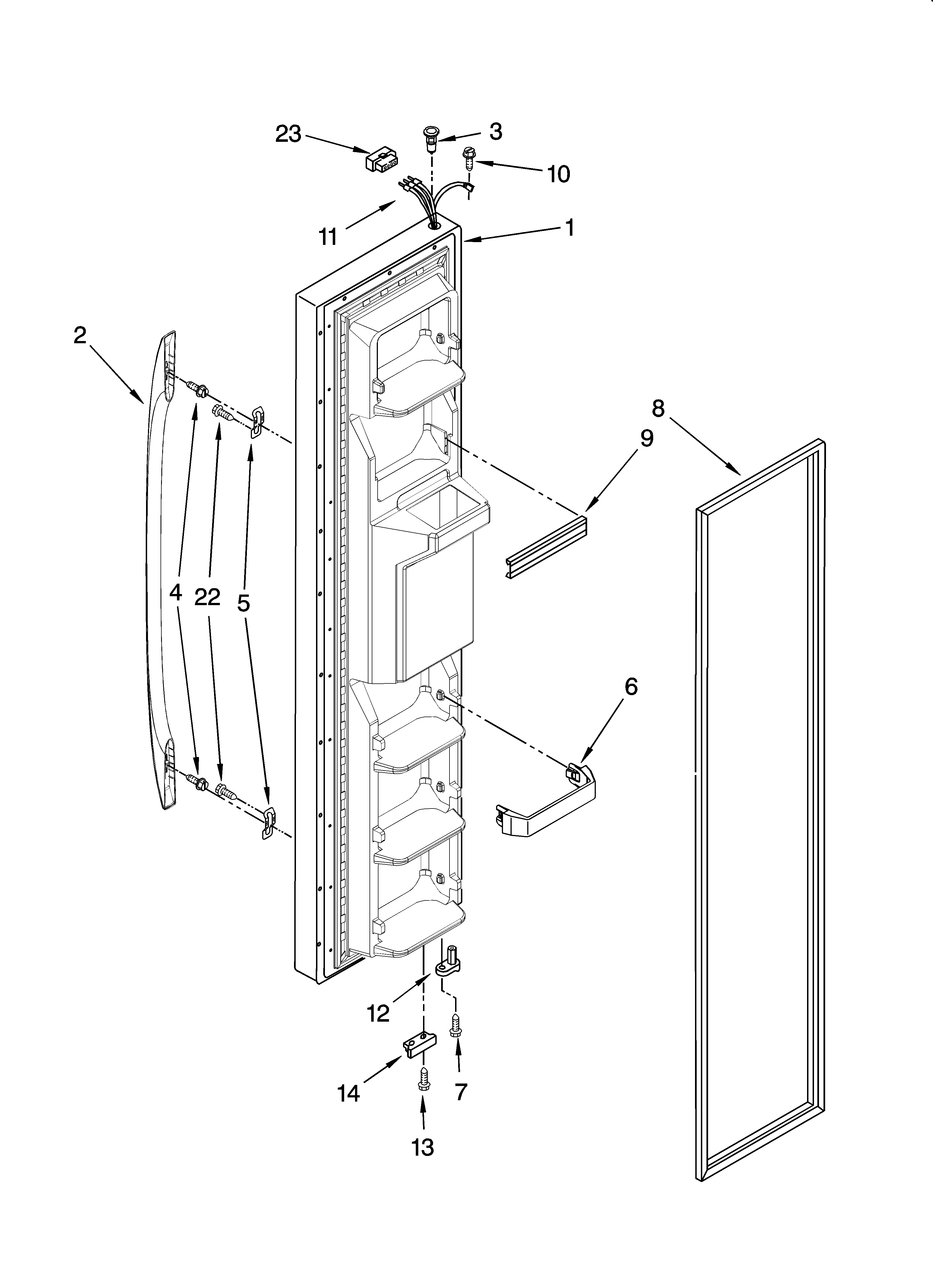 Whirlpool ED5PBEXTQ00 freezer door parts diagram