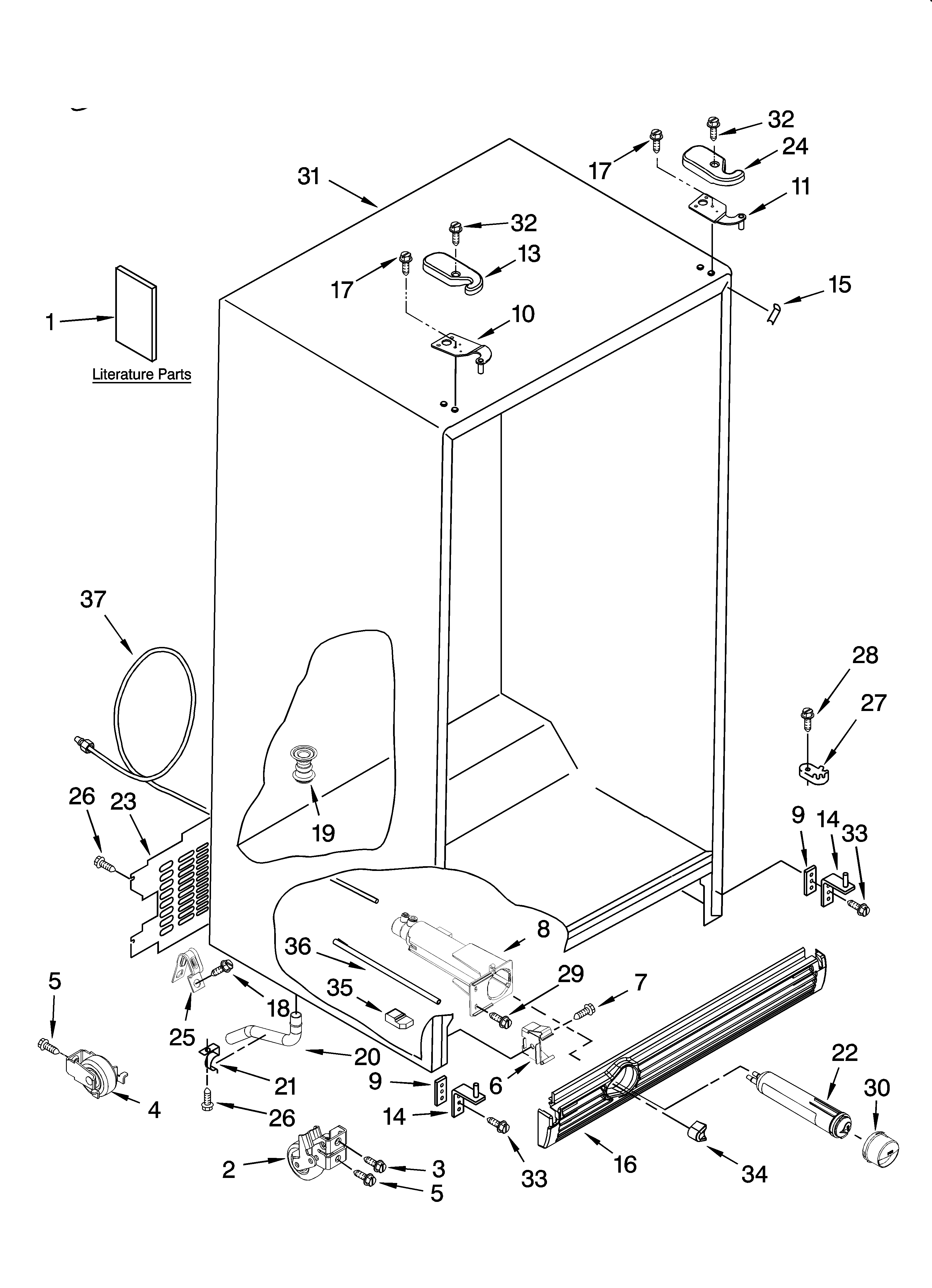 Whirlpool ES2FHAXSQ00 cabinet parts diagram