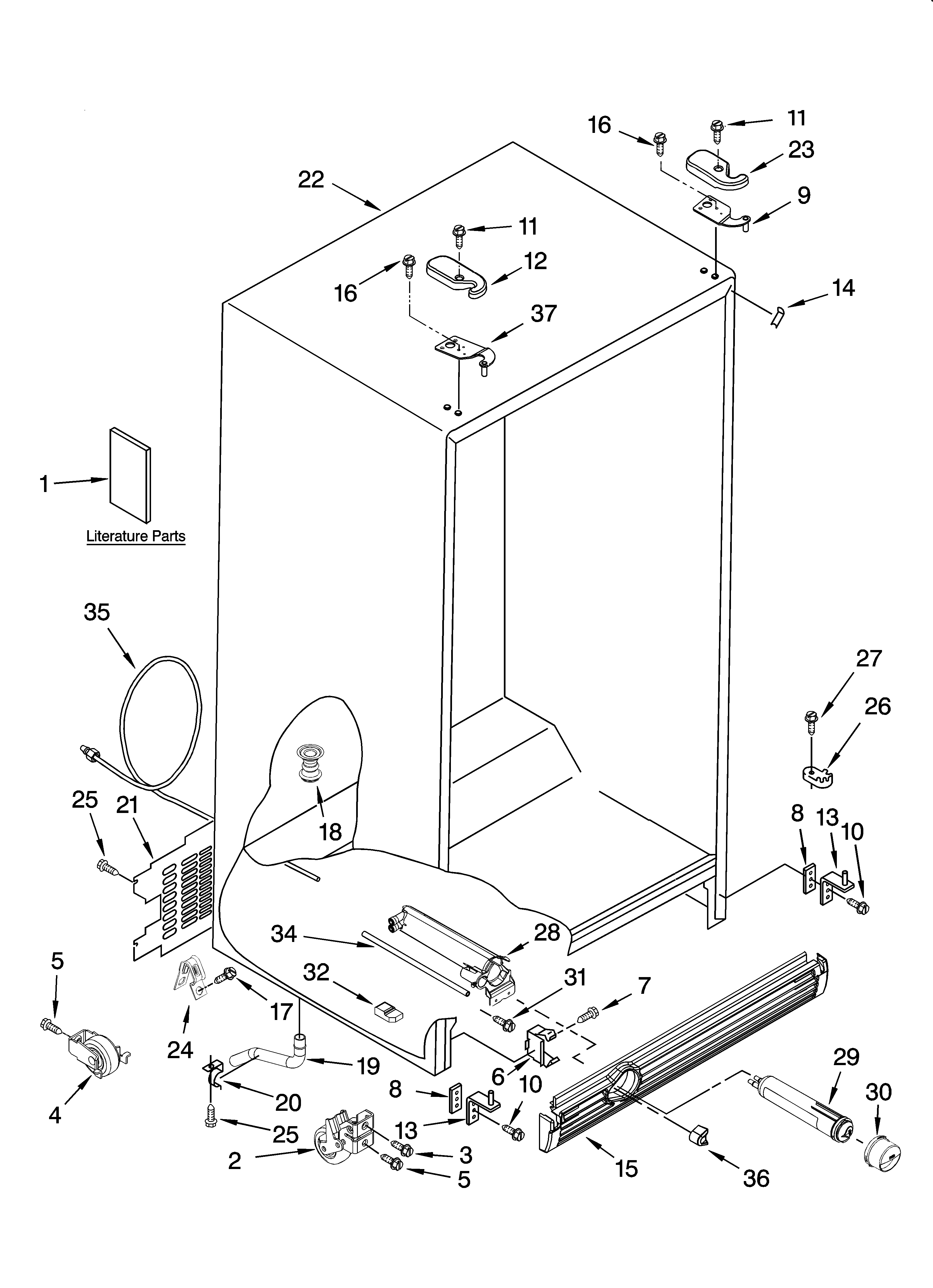 Whirlpool ES5LHAXSA00 cabinet parts diagram