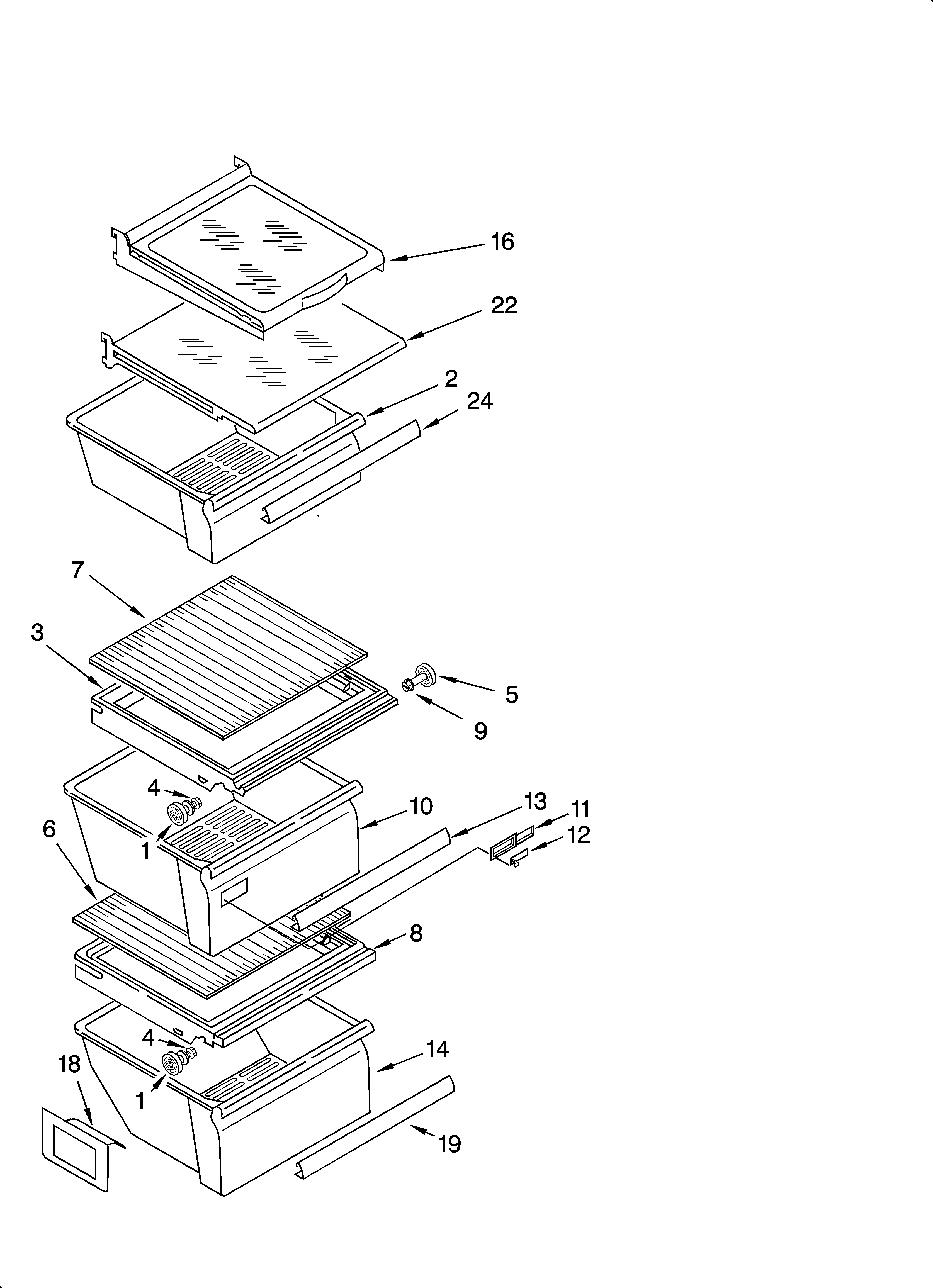 Whirlpool ES5LHAXSA00 refrigerator shelf parts diagram