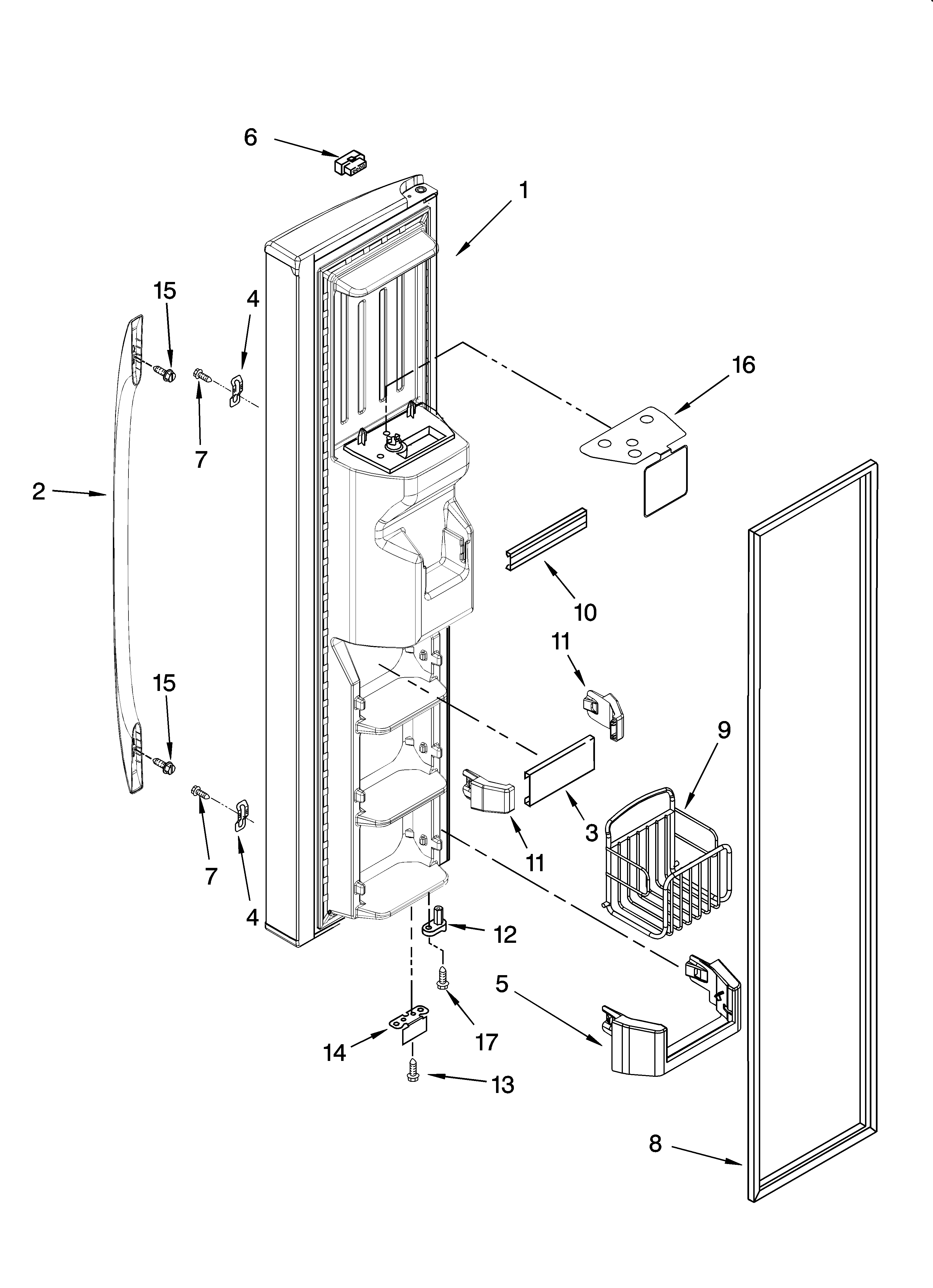 Whirlpool ES5LHAXSA00 freezer door parts diagram