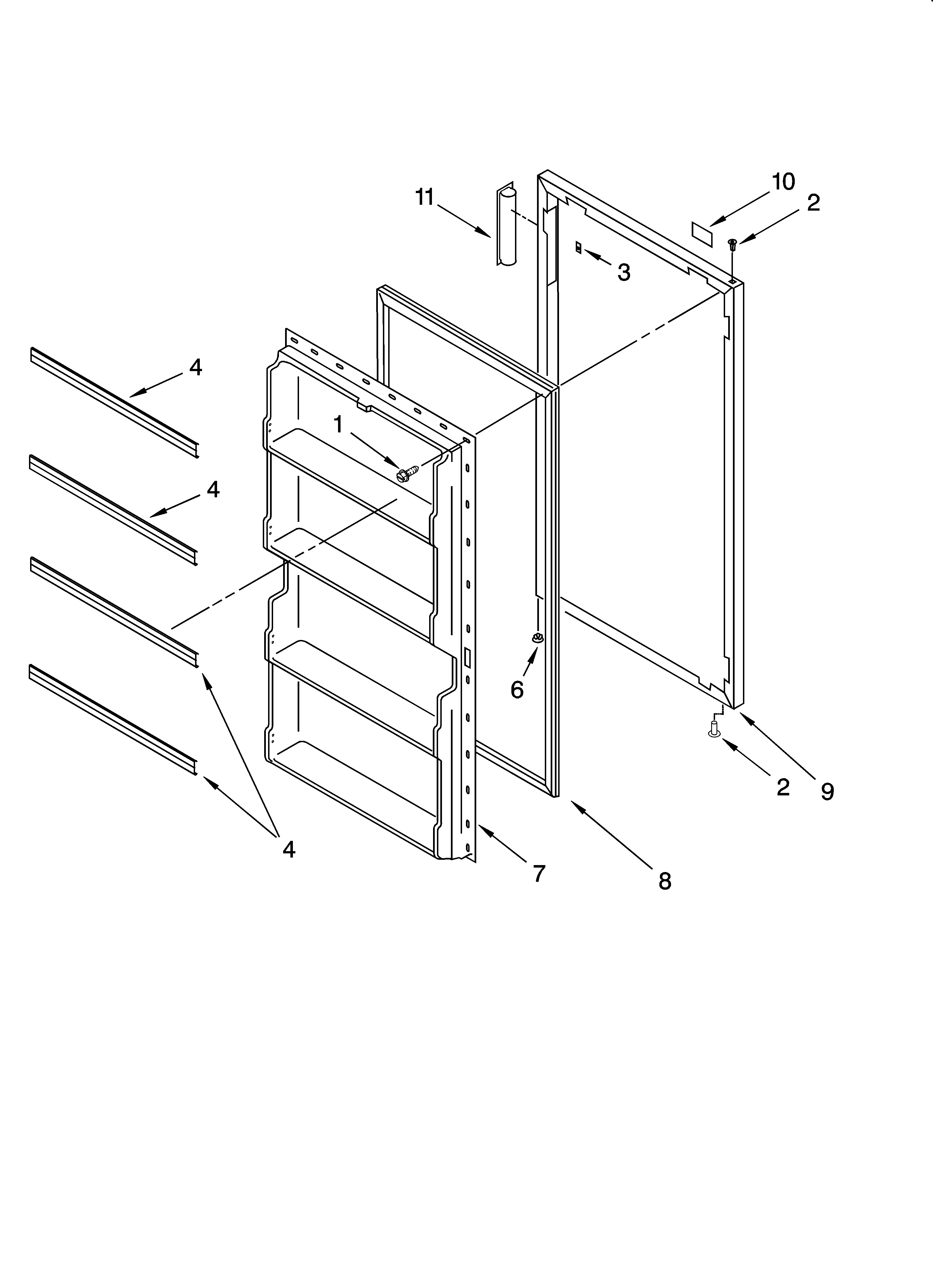 Whirlpool EV070FXRQ00 door parts, optional parts (not included) diagram