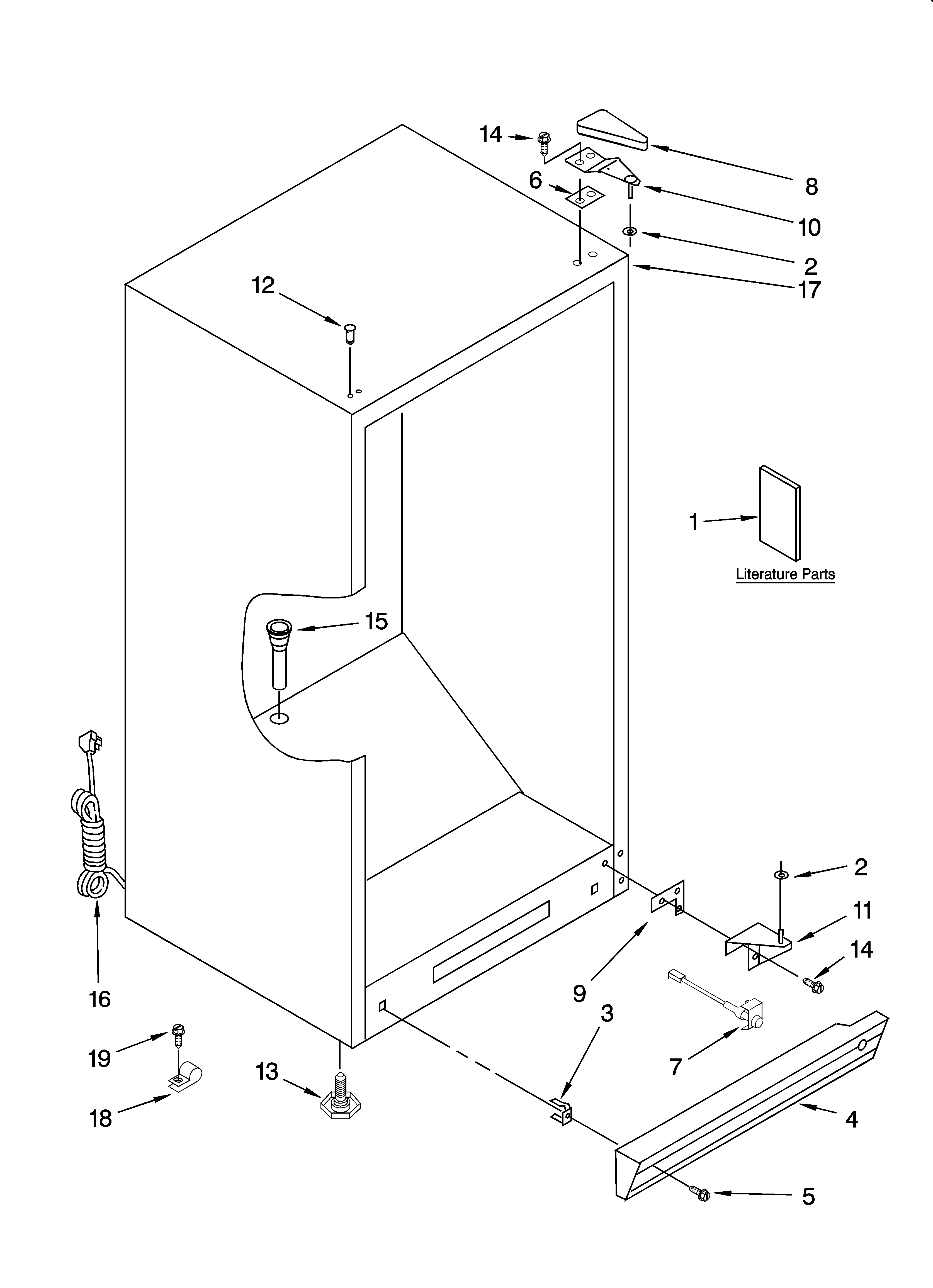 Whirlpool EV201NZRQ00 cabinet parts diagram