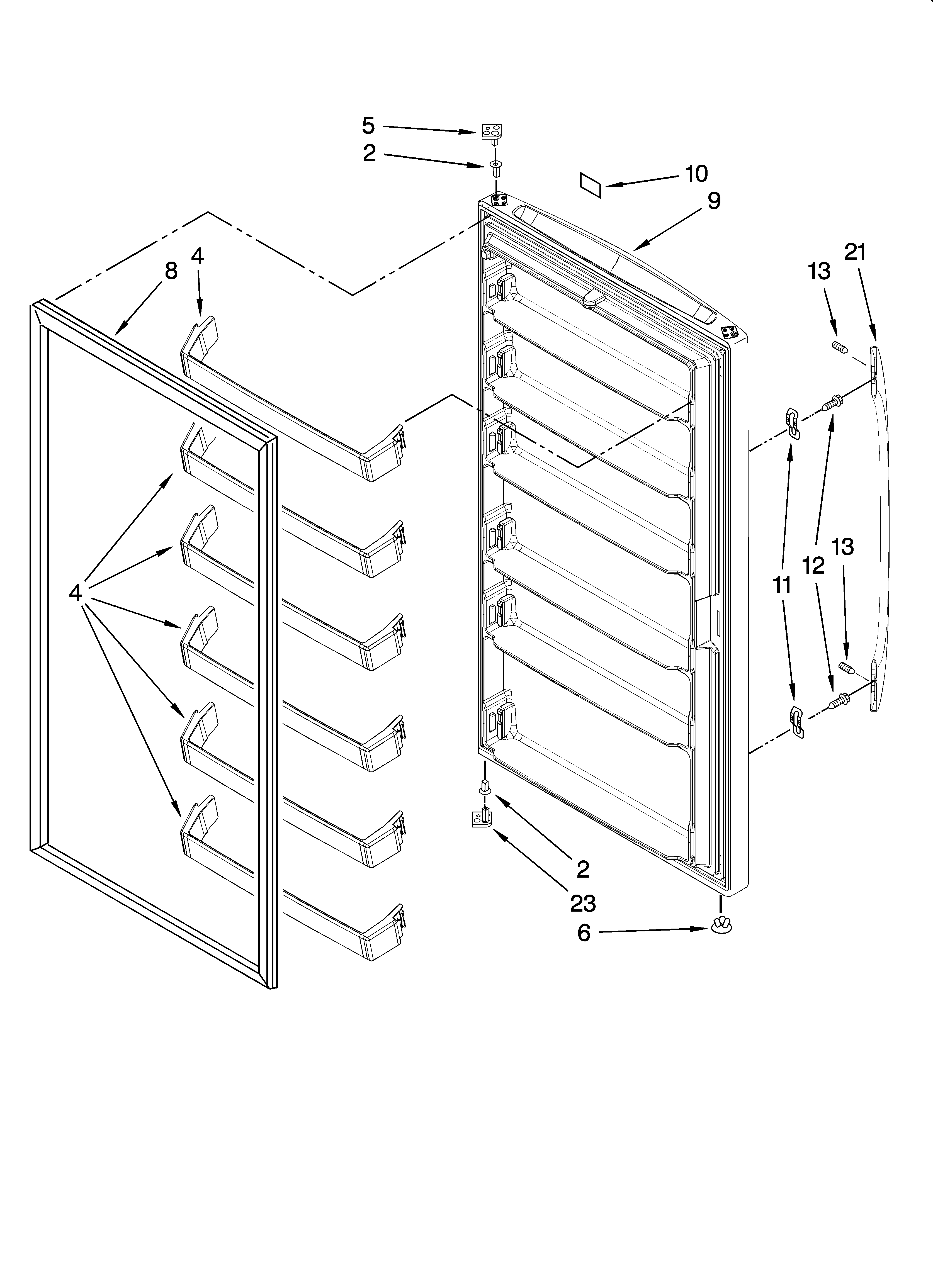 Whirlpool EV201NZRQ00 door parts, optional parts (not included) diagram