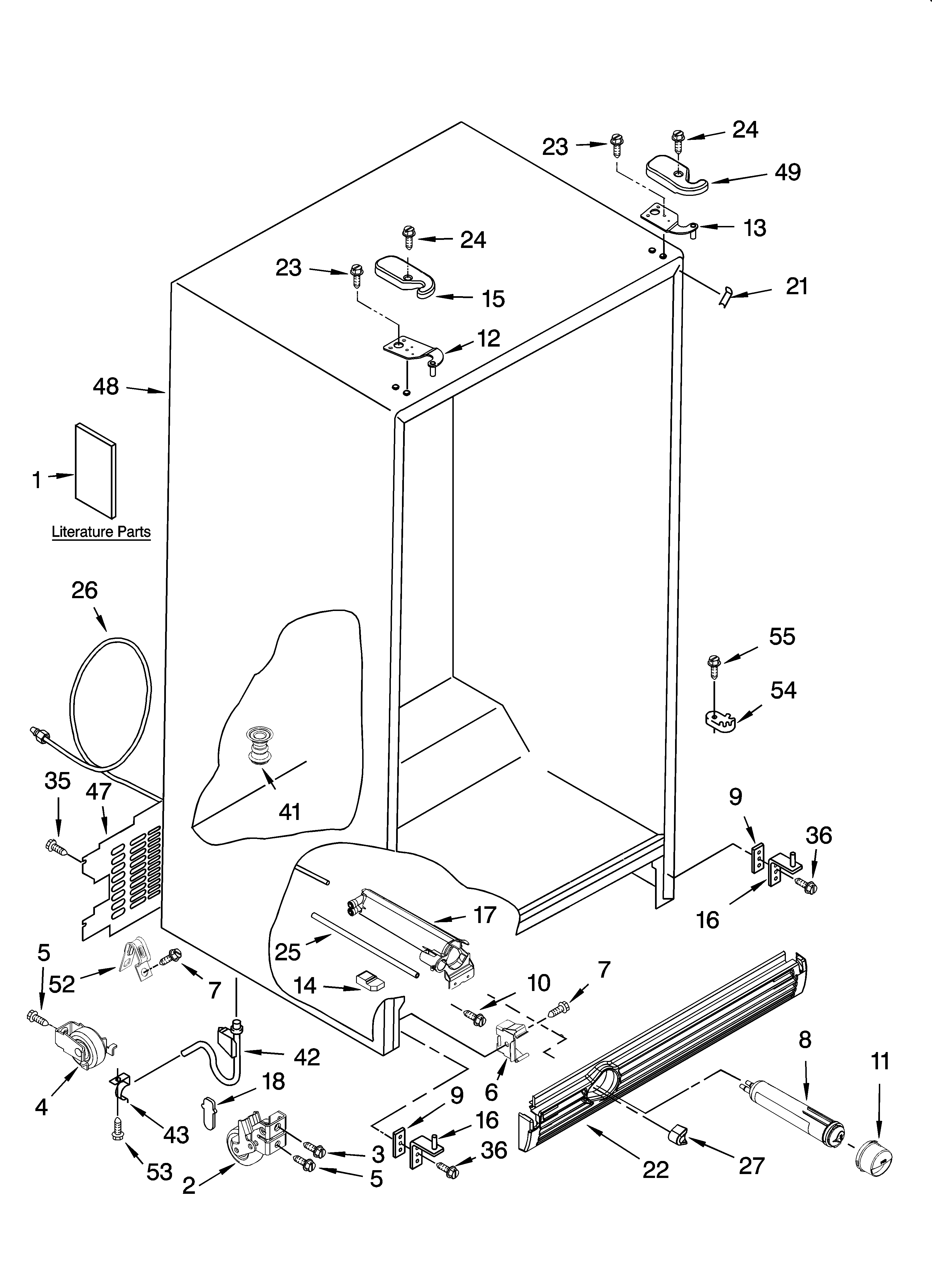 Whirlpool GD5RHAXSB00 cabinet parts diagram