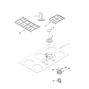 Whirlpool GLT3657RB01 cooktop, burner and grate parts diagram