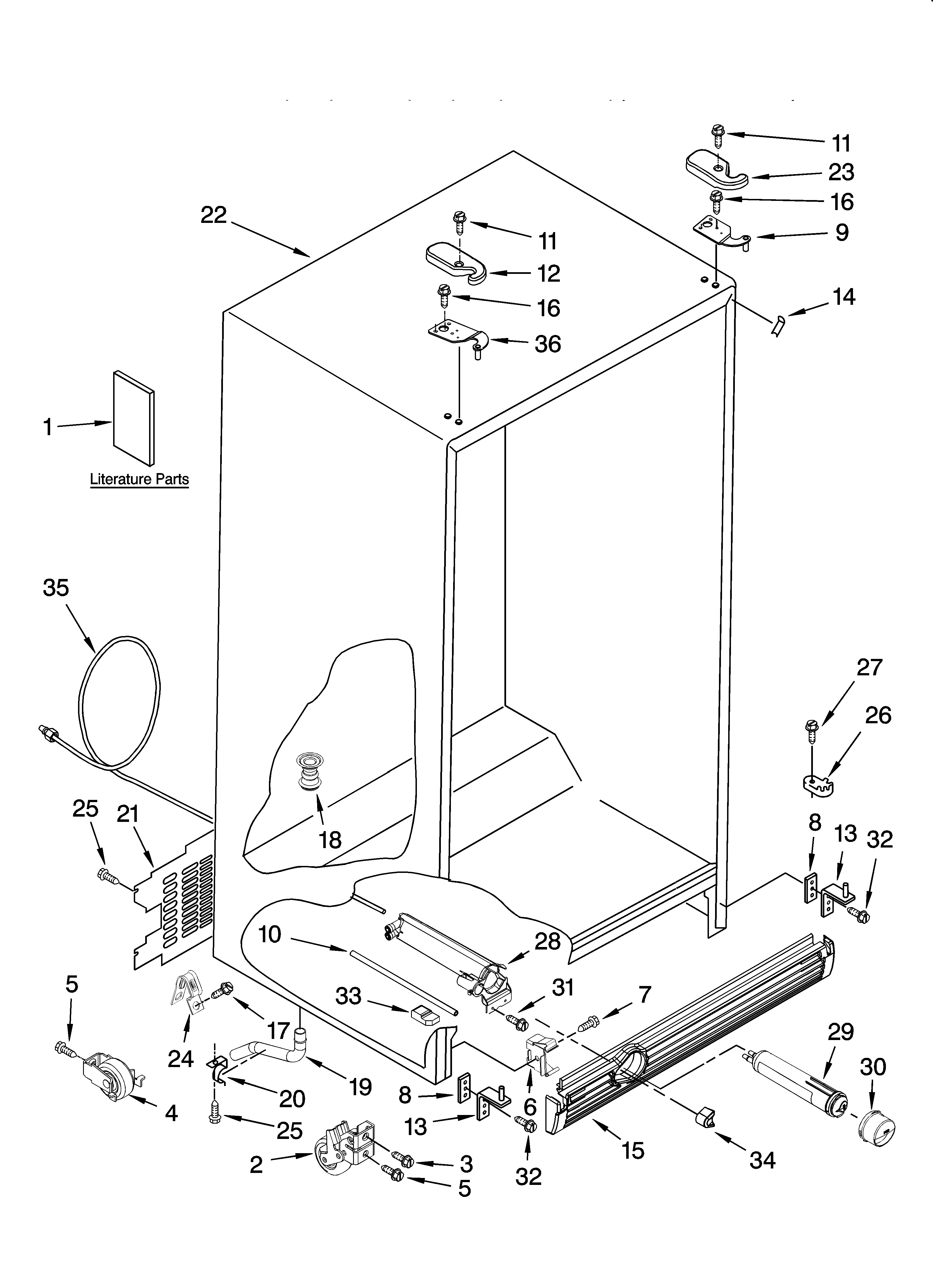 Whirlpool GS5SHAXSQ00 cabinet parts diagram