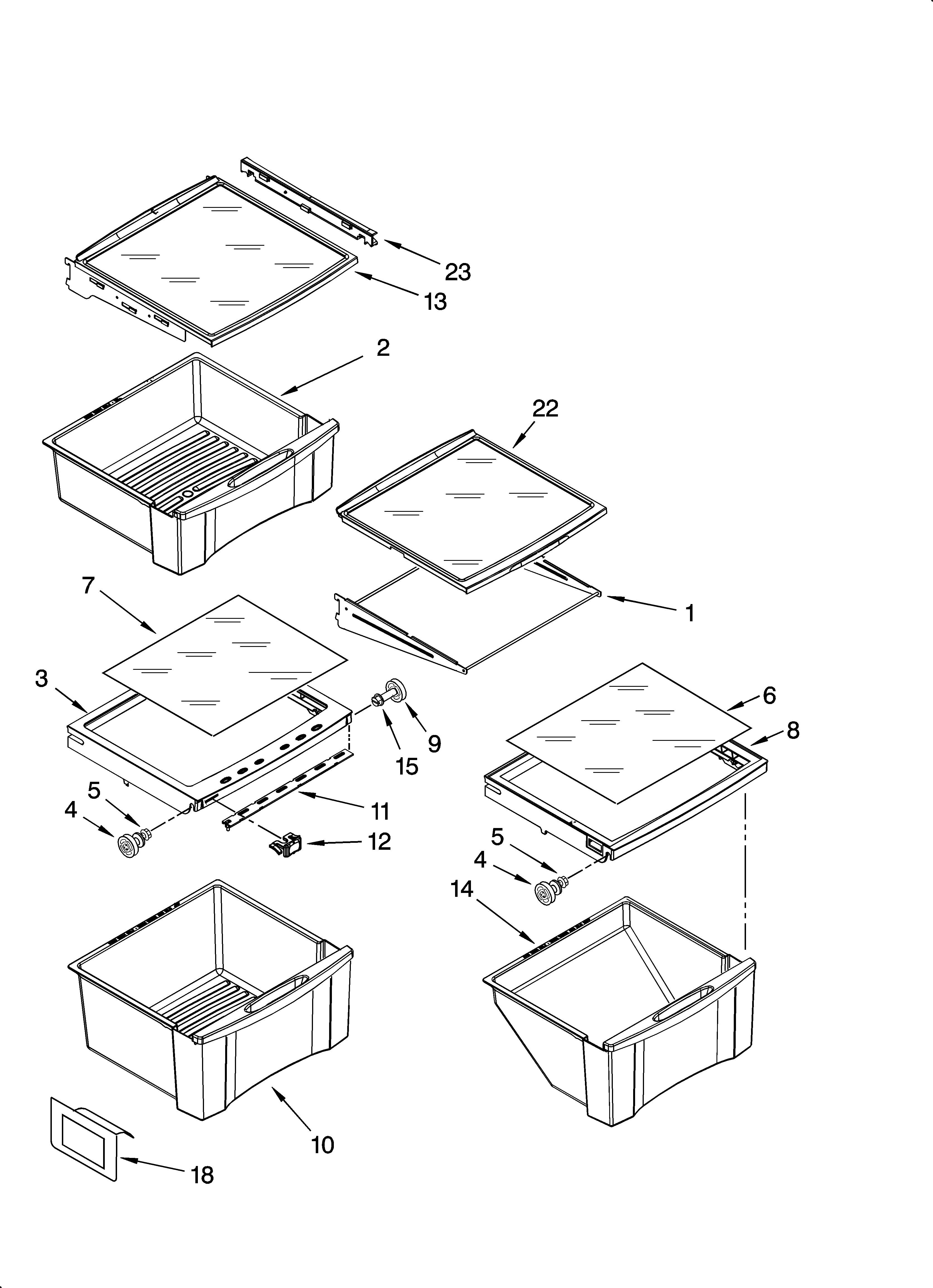 Whirlpool GS5SHAXSQ00 refrigerator shelf parts diagram