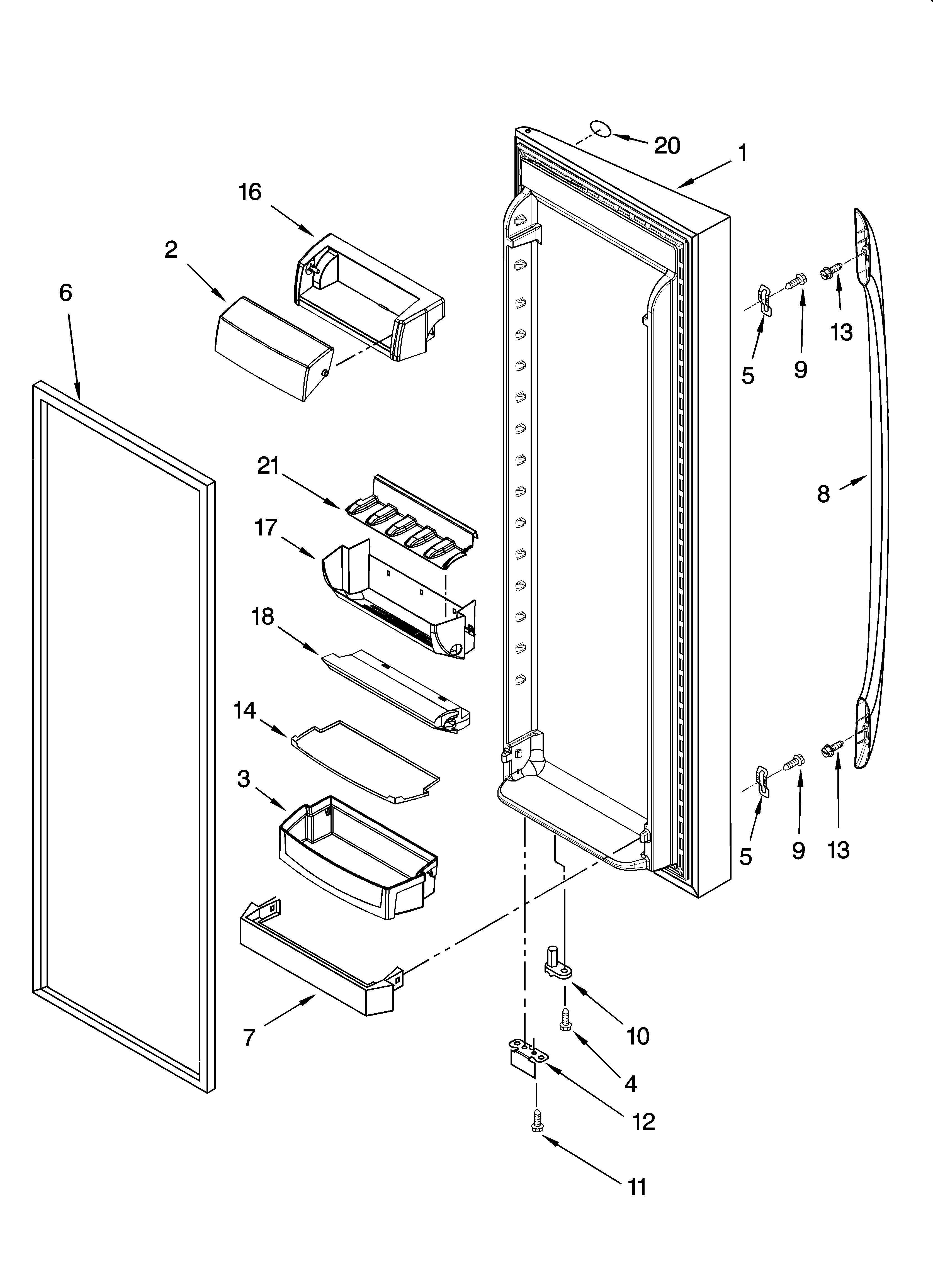 Whirlpool GS5SHAXSQ00 refrigerator door parts diagram